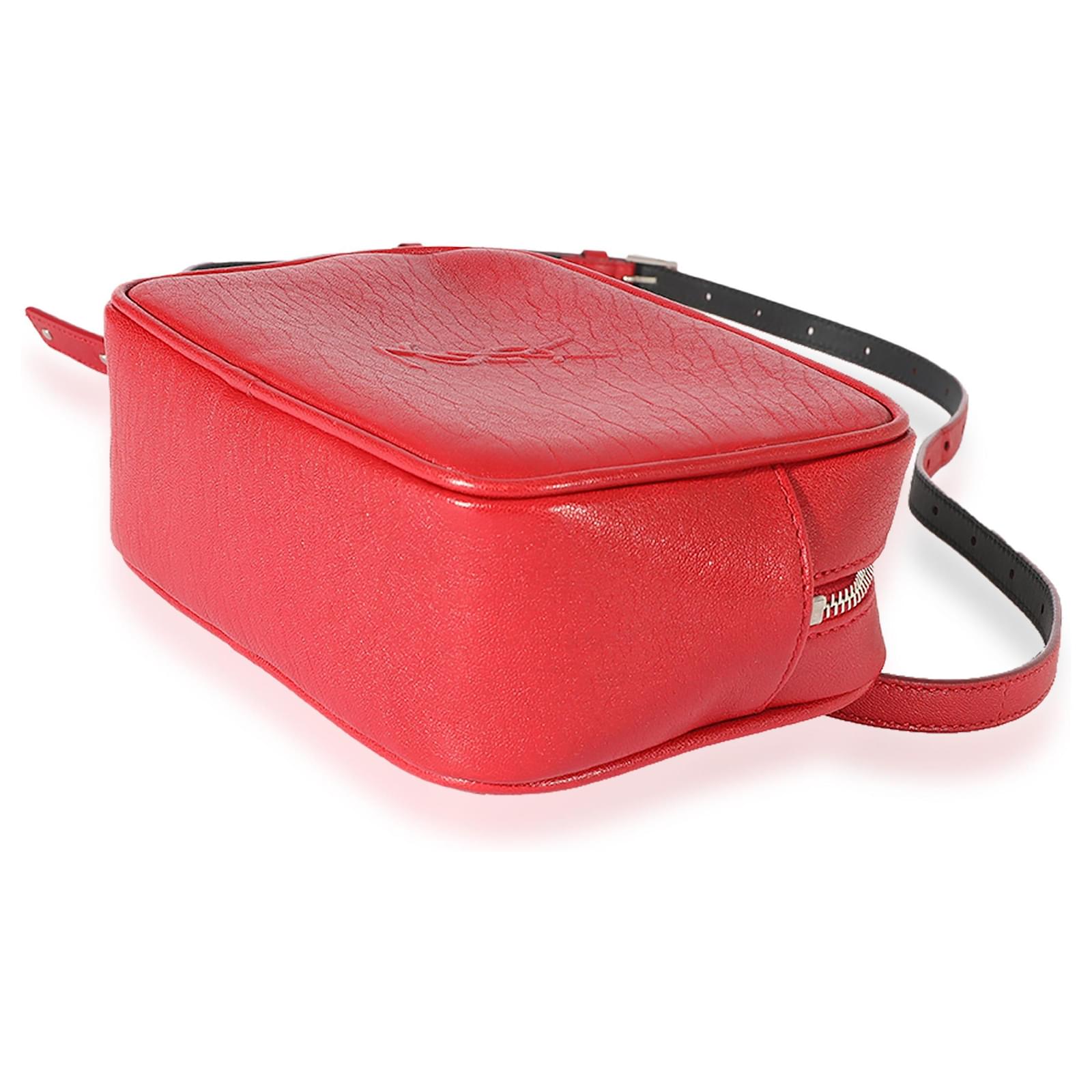 Yves Saint Laurent Red Leather Monogram Lou Belt Bag - Yoogi's Closet