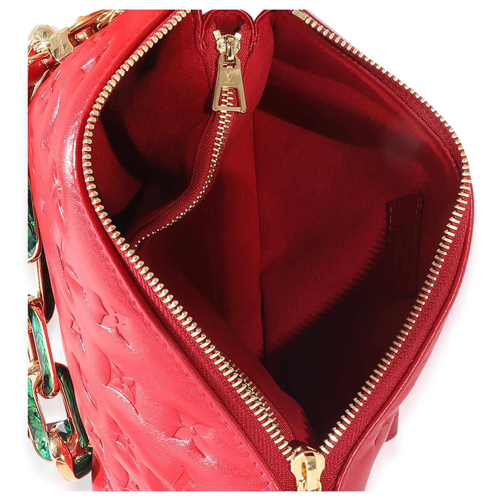 Louis Vuitton Red Lambskin Coussin Bb H27 Leather ref.659555 - Joli Closet