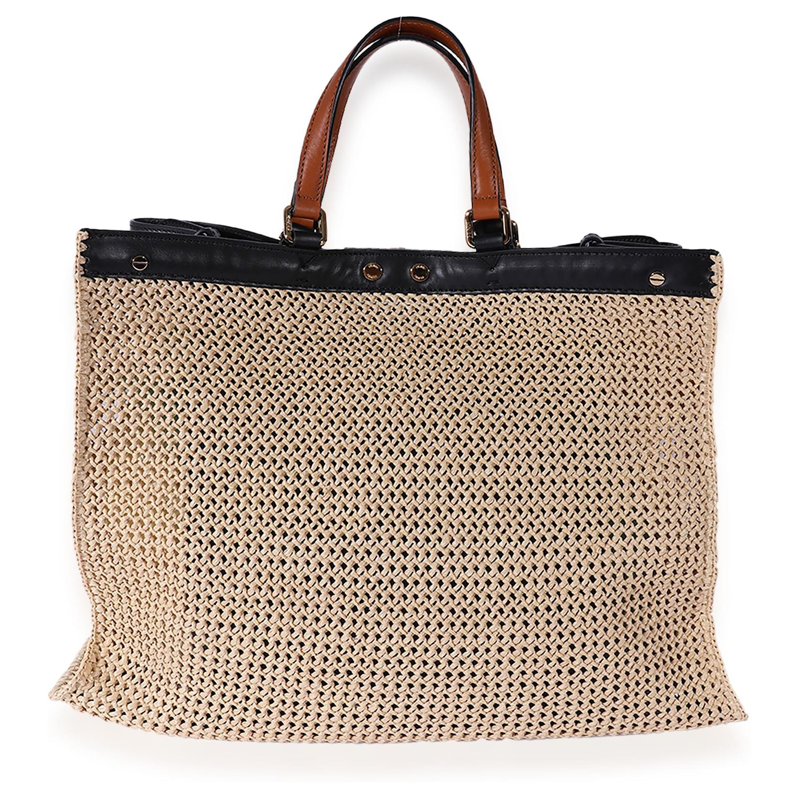 Fendi Raffia Vitello Macrame grande Peekaboo X-tote Marrom ref.659563 -  Joli Closet