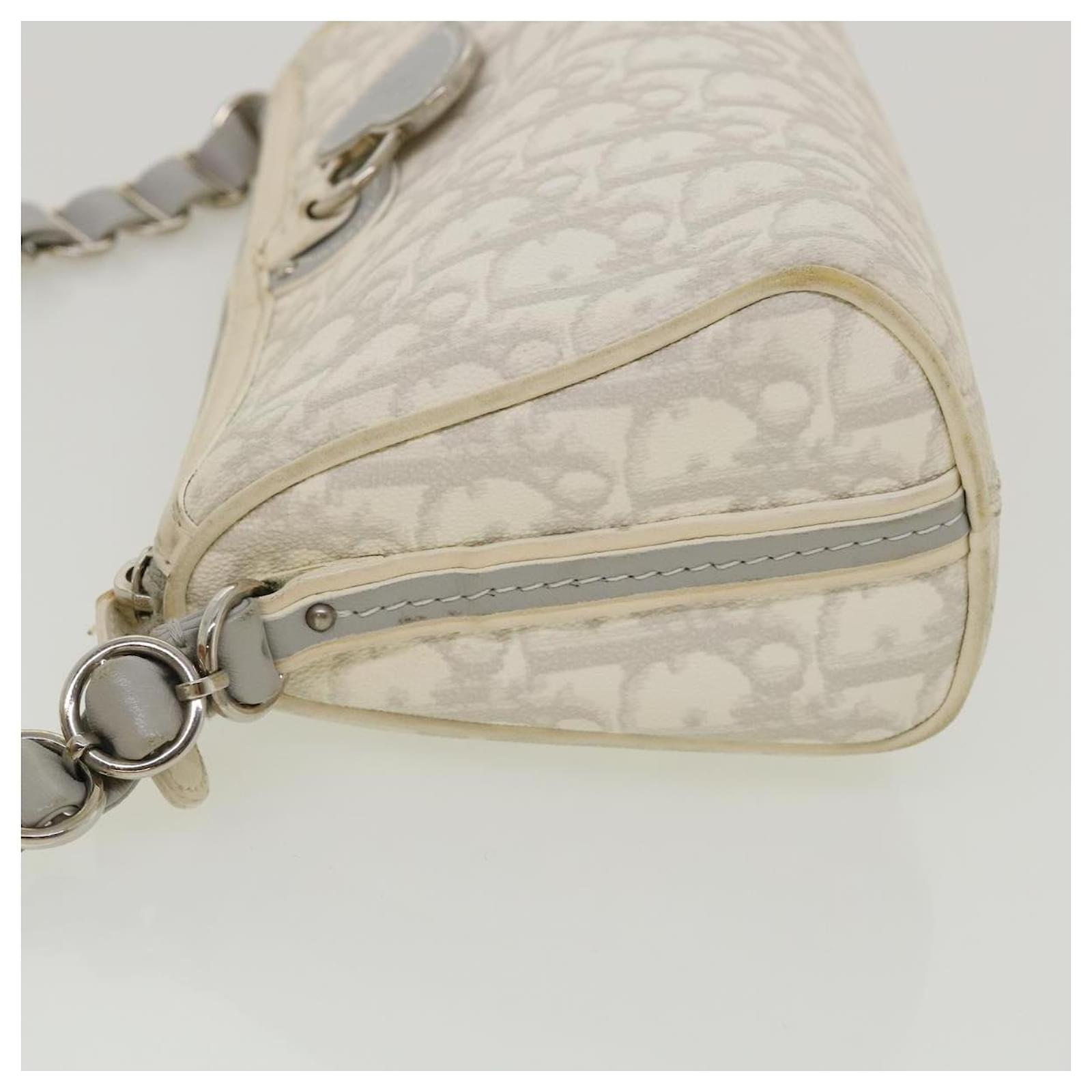 Christian Dior Trotter Romantic Chain Hand Bag White Auth am4812