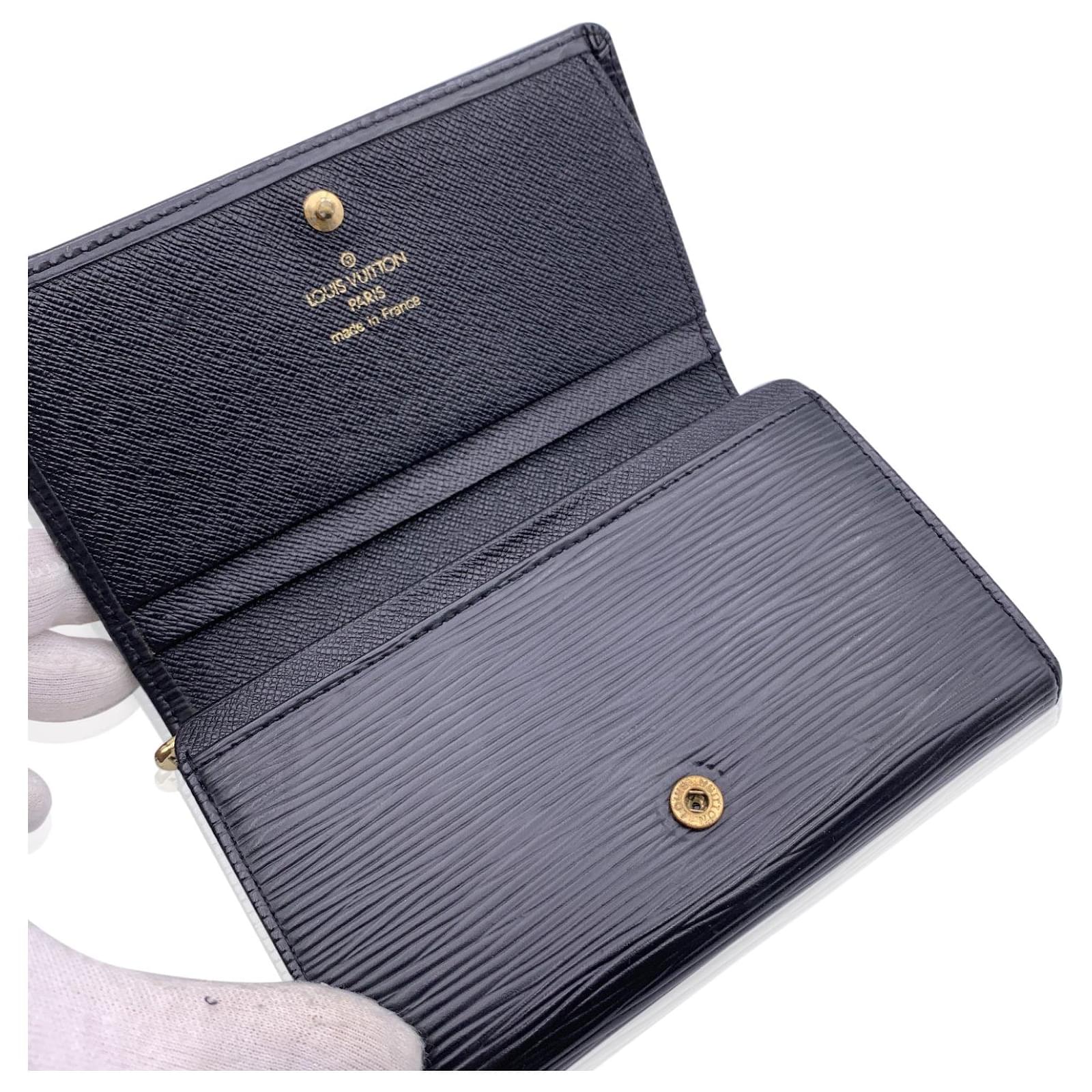 Louis Vuitton Black Epi Leather Porte-Monnaie Tresor Wallet ref