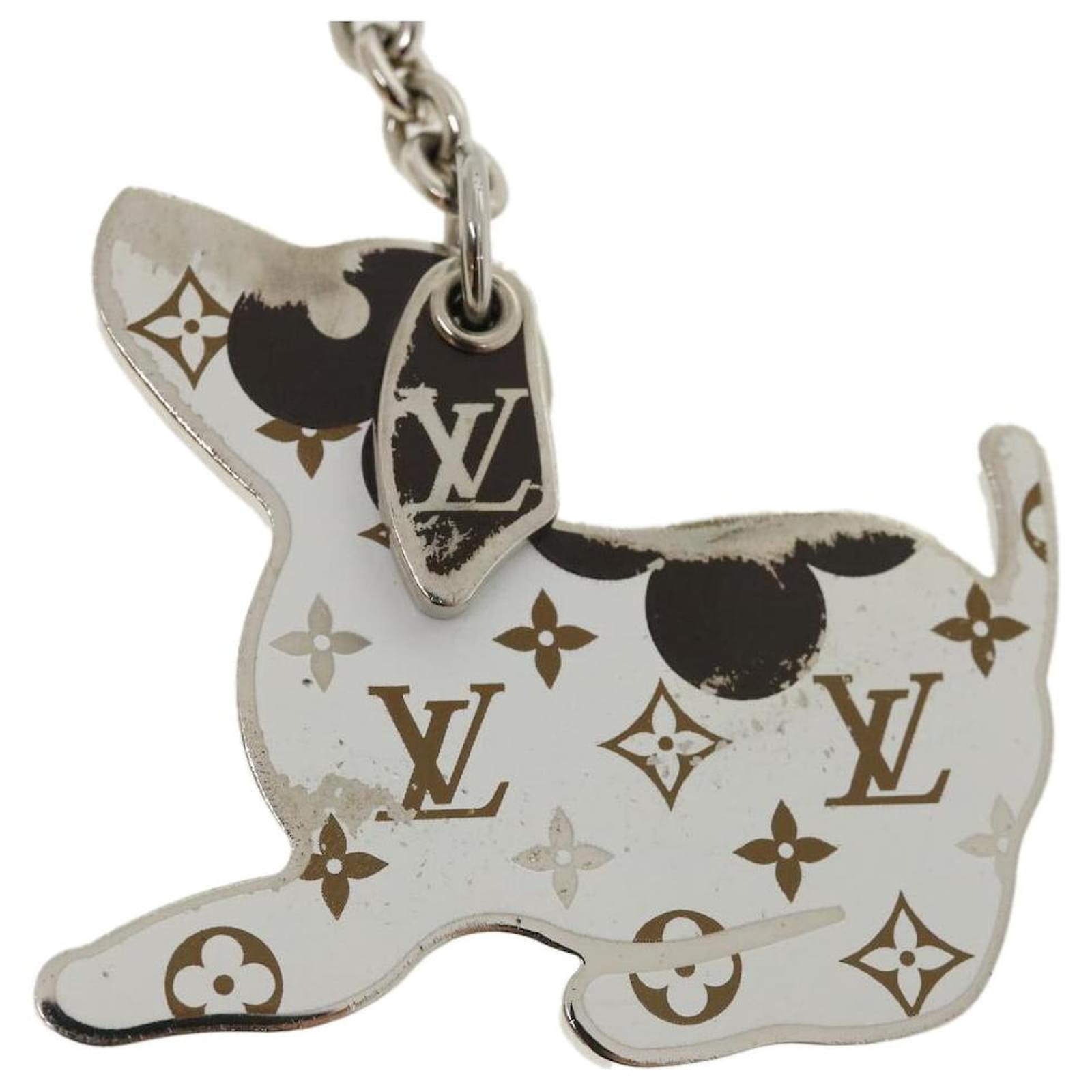 LOUIS VUITTON Blown Up Figurine Key Holder And Bag Charm Silver Metal