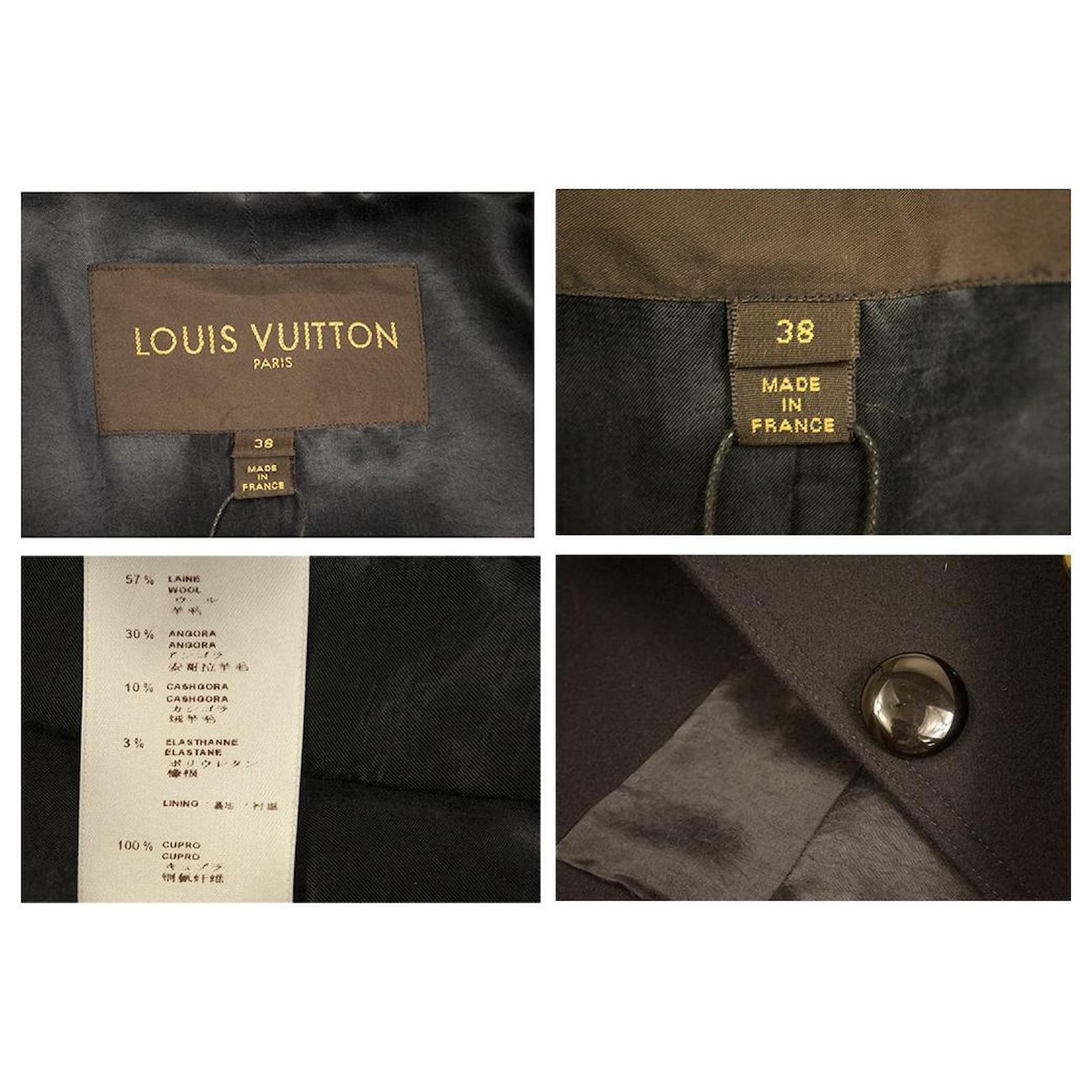 Louis Vuitton dark blue wool angora blend classic coat with gold