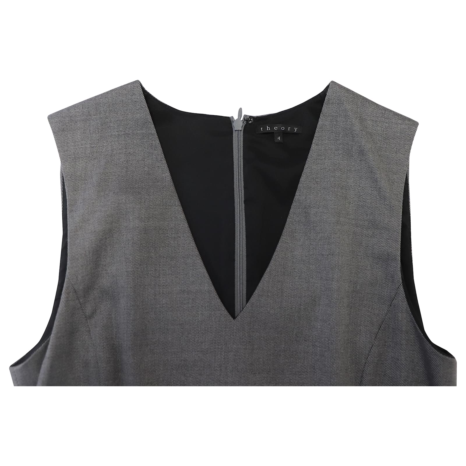 Robe De Cocktail Theory En Soie Grise - Motif Cercles - Taille 4 - Occasion Très Bon état