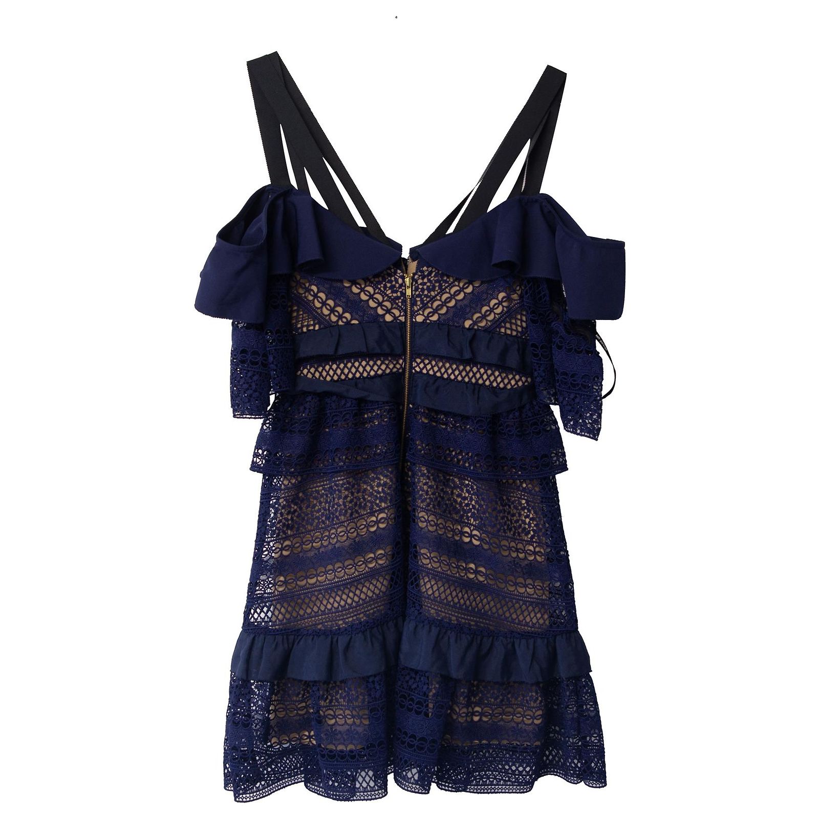 Robe En Dentelle à Volants Noire Avec Pois - Taille 0XL/44 - Neuf Avec étiquettes
