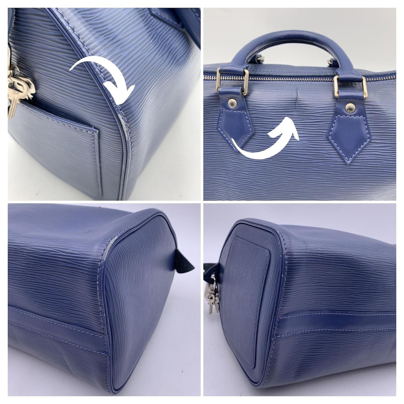 Louis Vuitton Blue EPI Leather Toledo Speedy 25 Boston Bag 863086