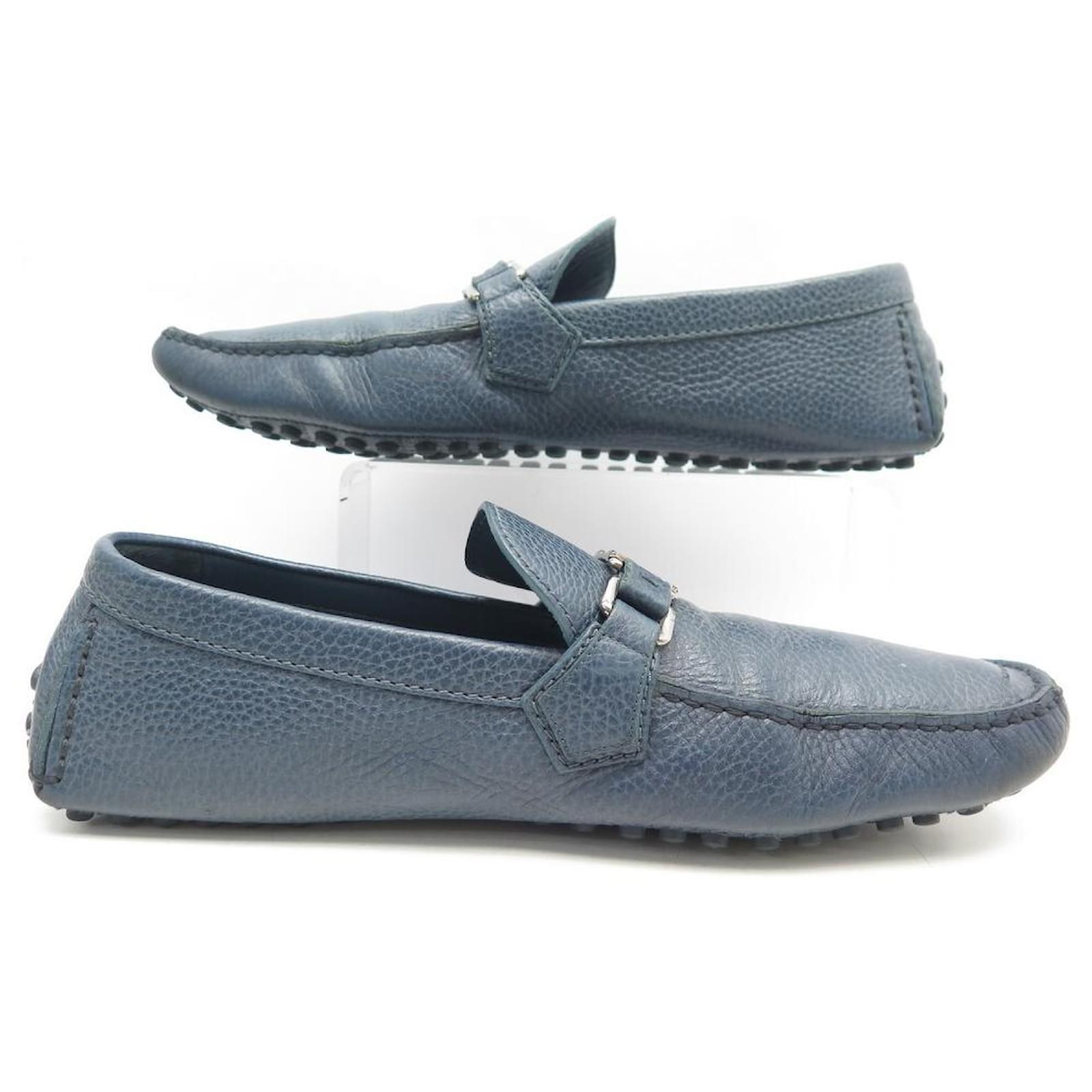 LOUIS VUITTON HOCKENHEIM MOCCASIN SHOES 10 44 BLUE LEATHER LOAFER SHOES ...