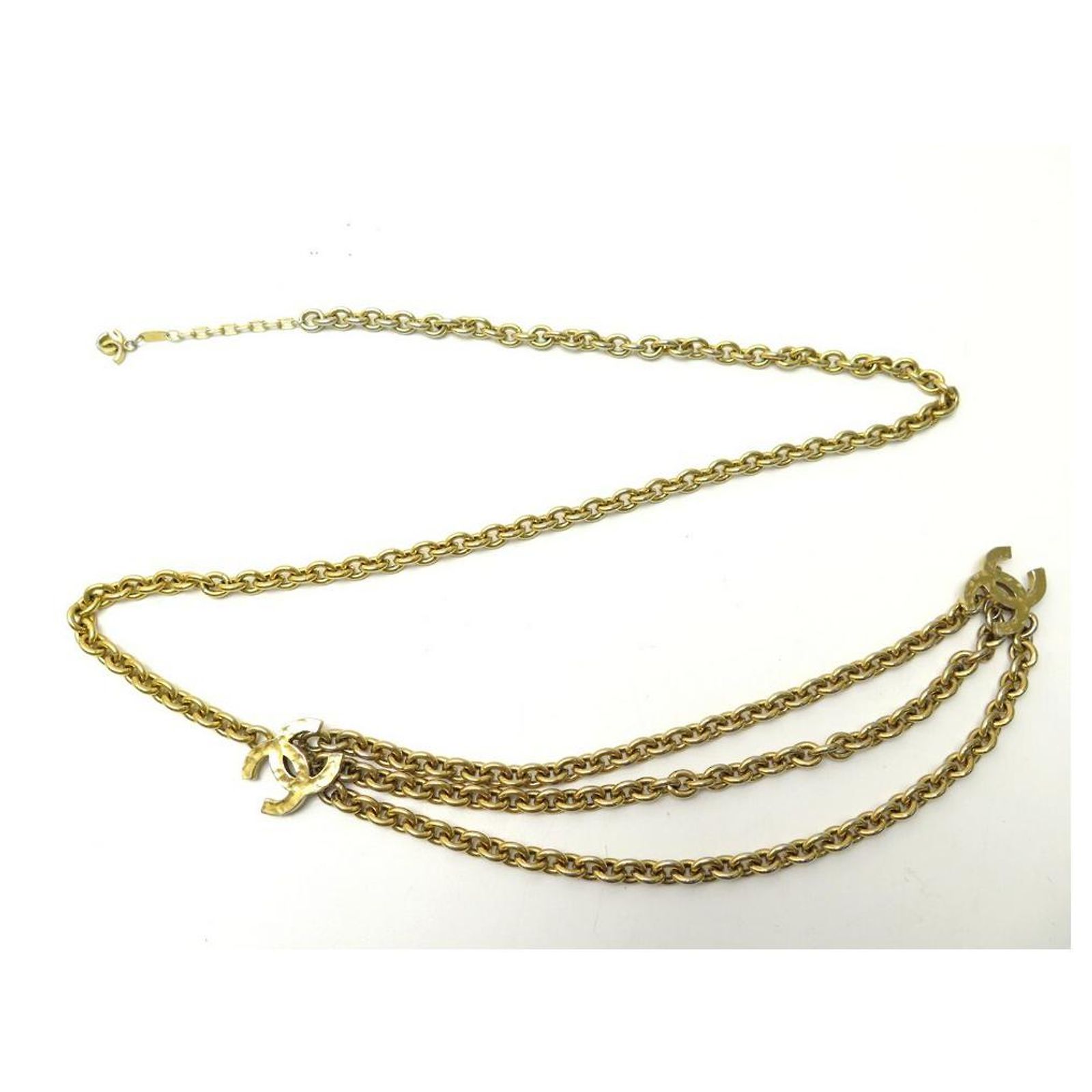 Collier Chaîne Dorée Fine 3 Rangs - Longueur Réglable 61-66cm - Comme Neuf - France