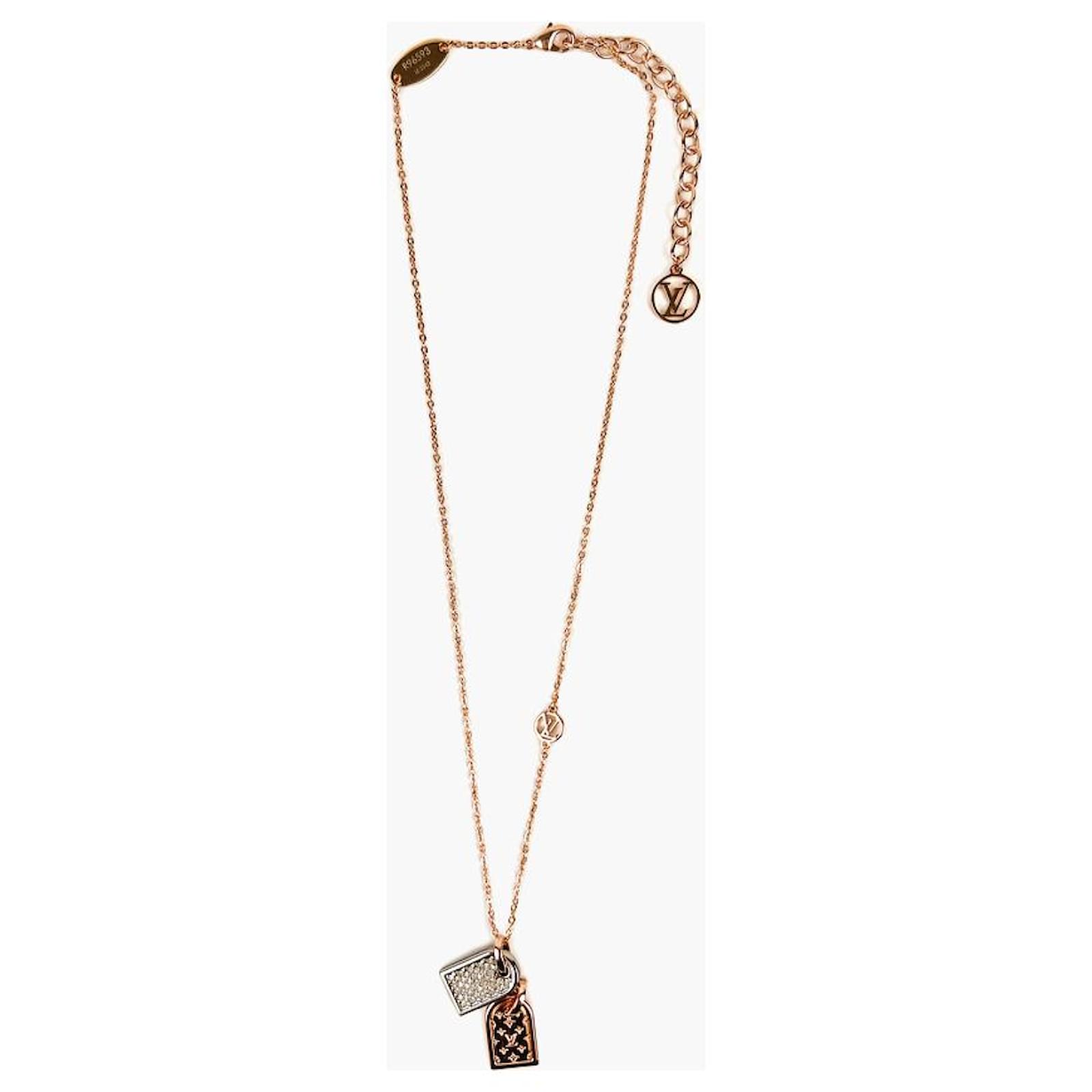 Louis Vuitton Precious Nanogram Tag Necklace, Gold, One Size
