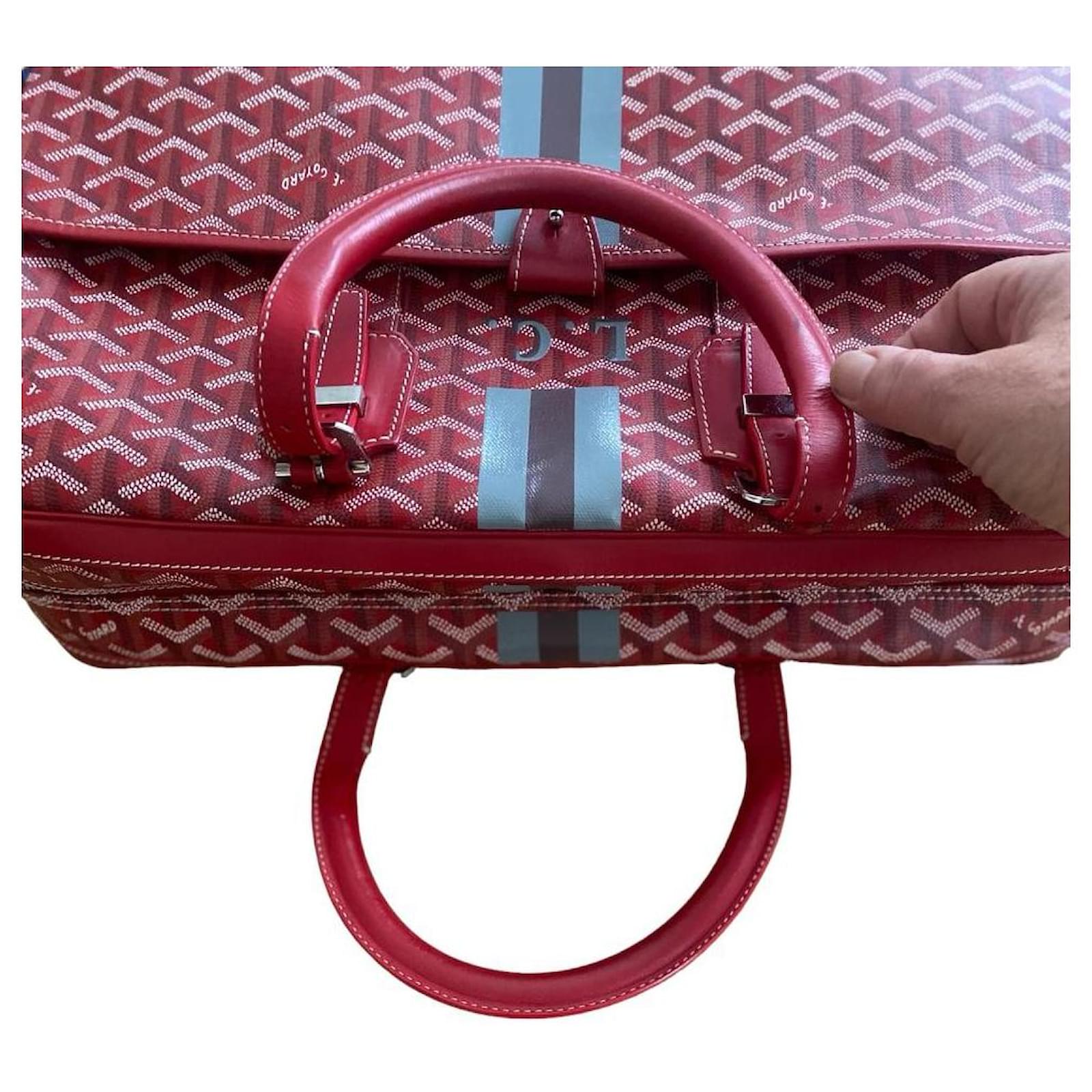 Goyard Ambassade Men's Leather,Canvas Briefcase Red