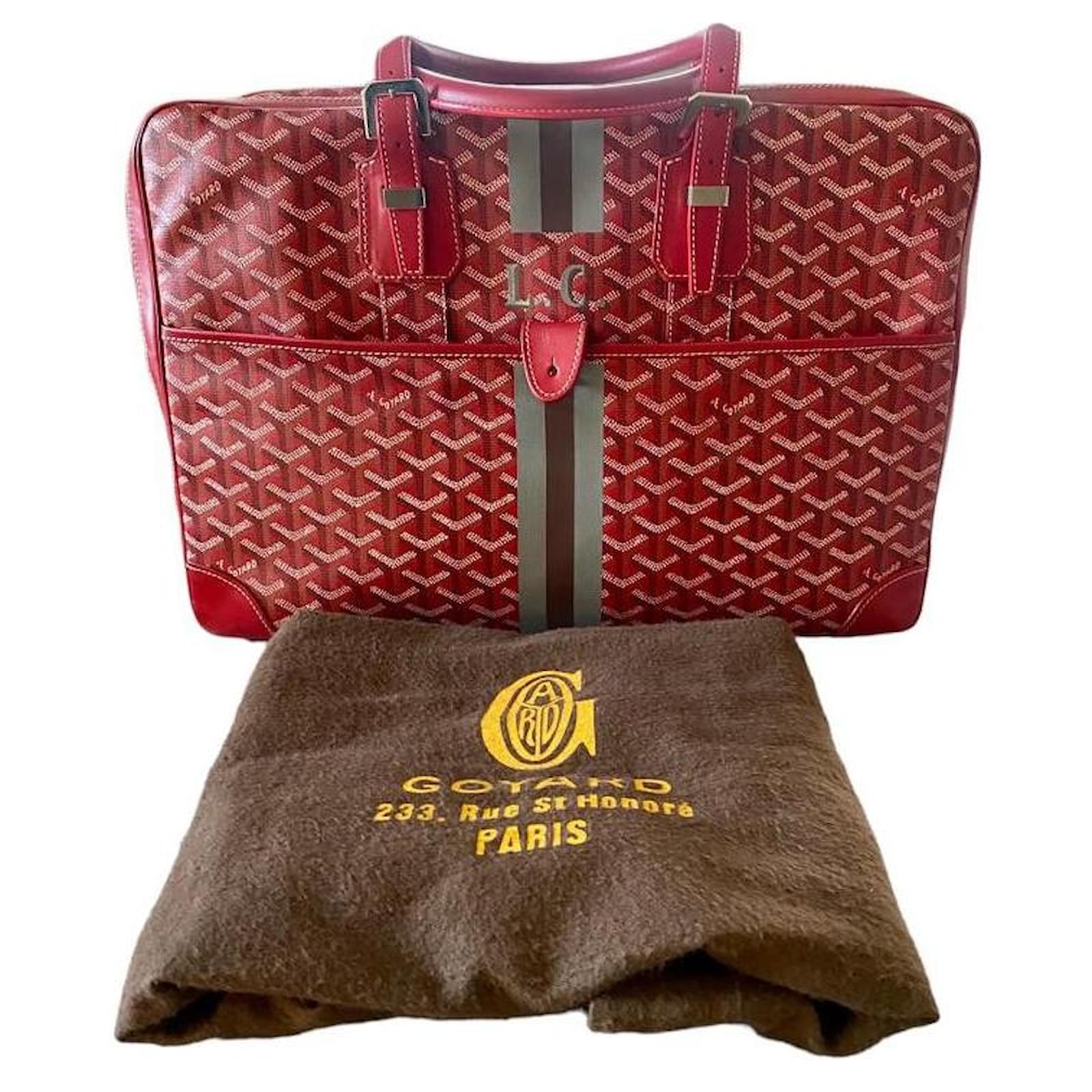 Goyard Ambassade Men's Leather,Canvas Briefcase Red