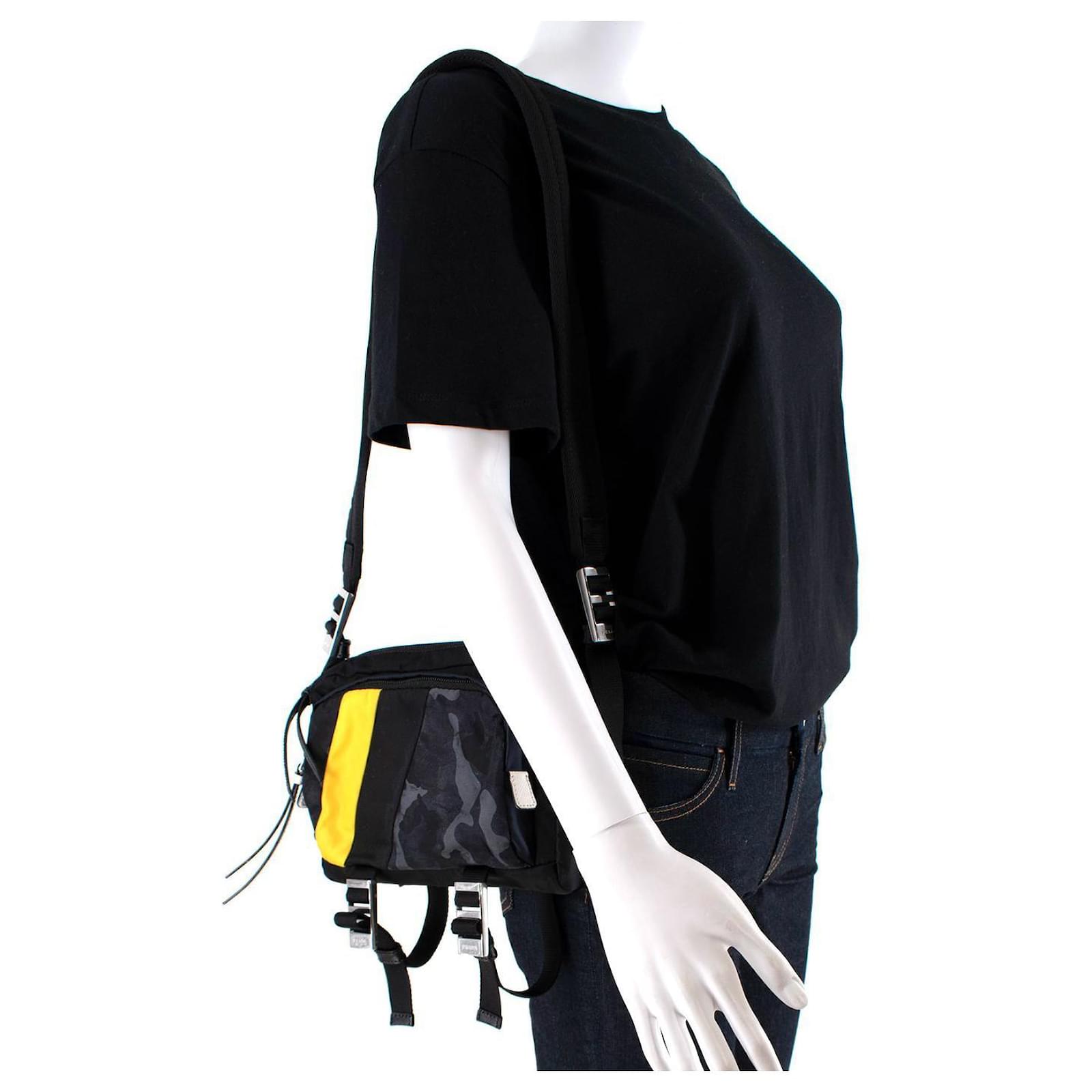 Jacquard Prada black, Yellow & Camo Nylon Bandolier Camera Bag Multiple  colors ref.664701 - Joli Closet