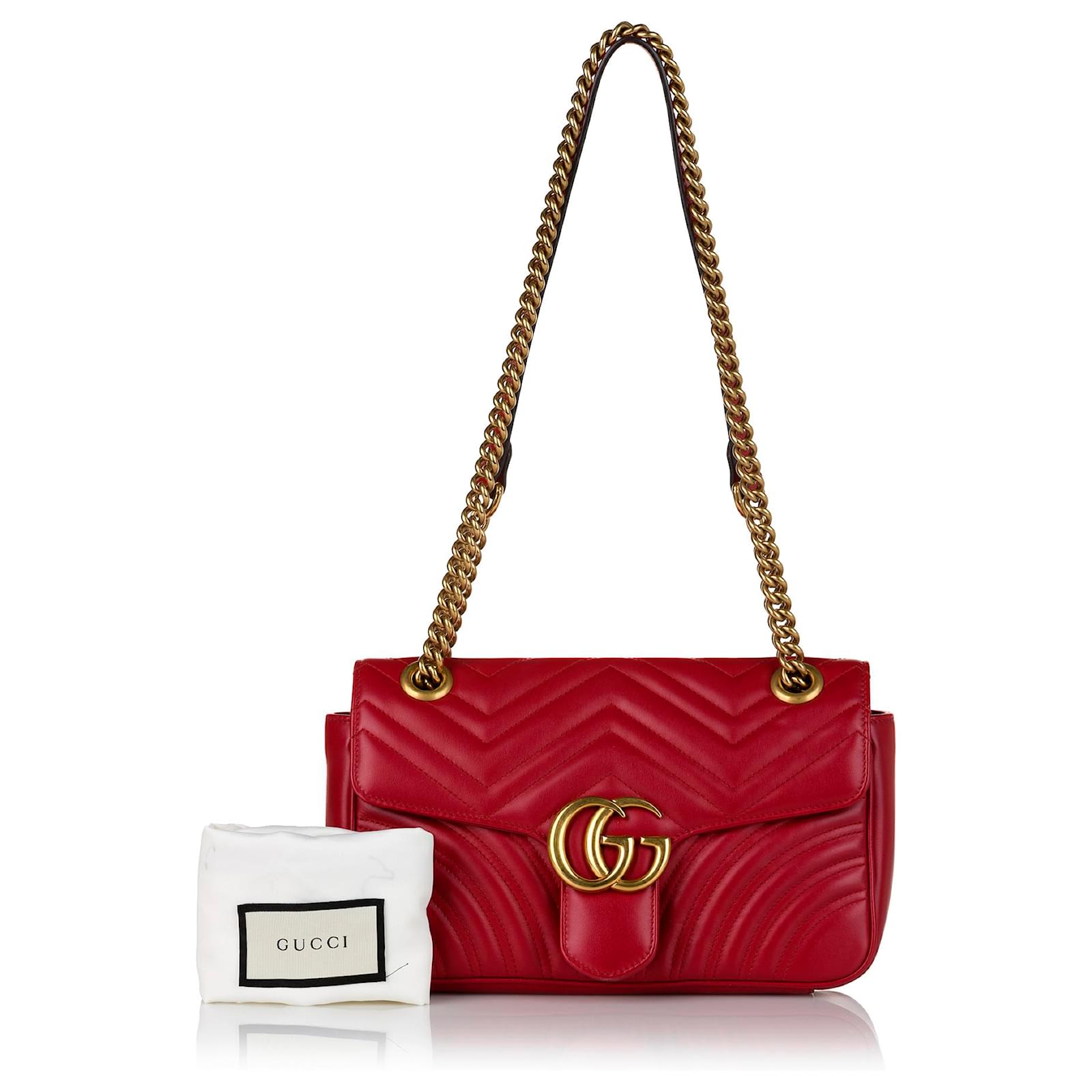 Gucci Red GG Marmont Matelasse Leather Crossbody Bag Pony