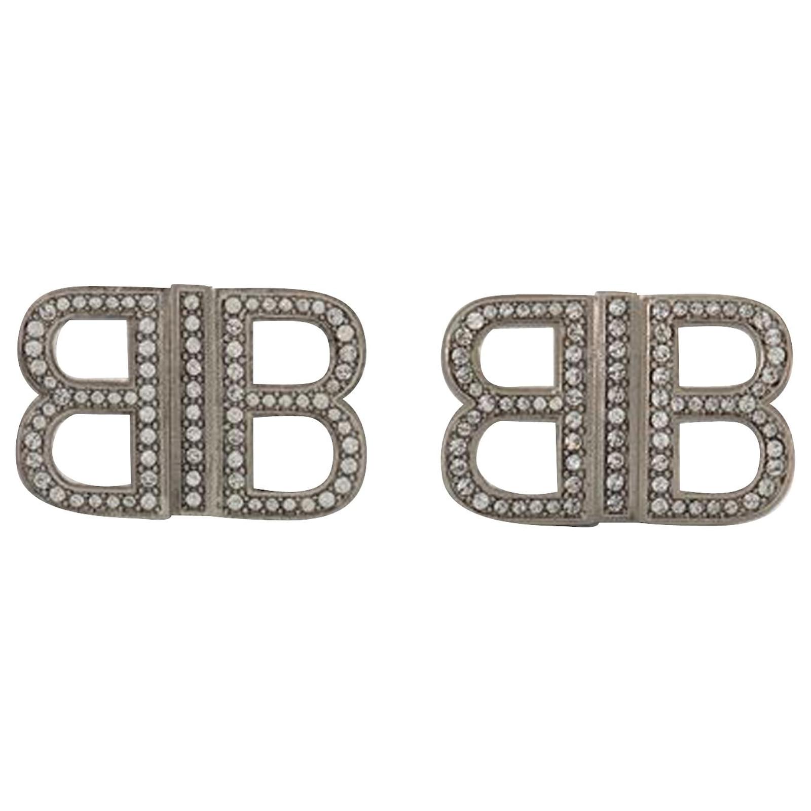 Balenciaga BB 2.0 XS Earrings in Silver Coated Brass With Strass