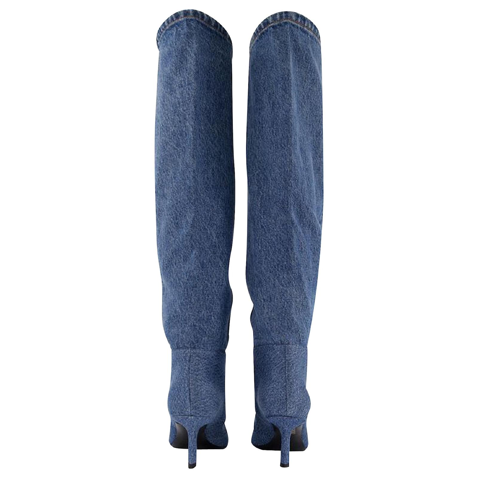 Alexander Wang Viola Slouch Boots in Capretto, purple Blue Leather ref ...