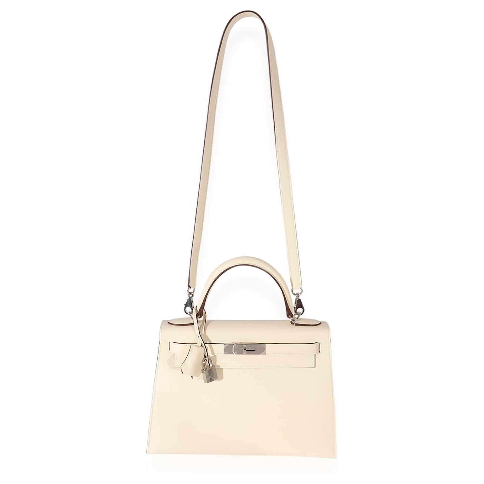 Hermès Hermes Nata Verso Epsom Kelly Sellier 28 Phw White Leather  ref.744105 - Joli Closet