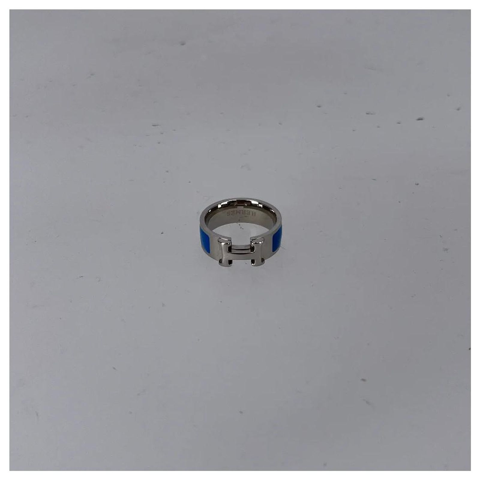 Bague En Acier Inoxydable Damier Bleu Et Argenté - Neuf Avec étiquettes - Taille Unique Ajustable