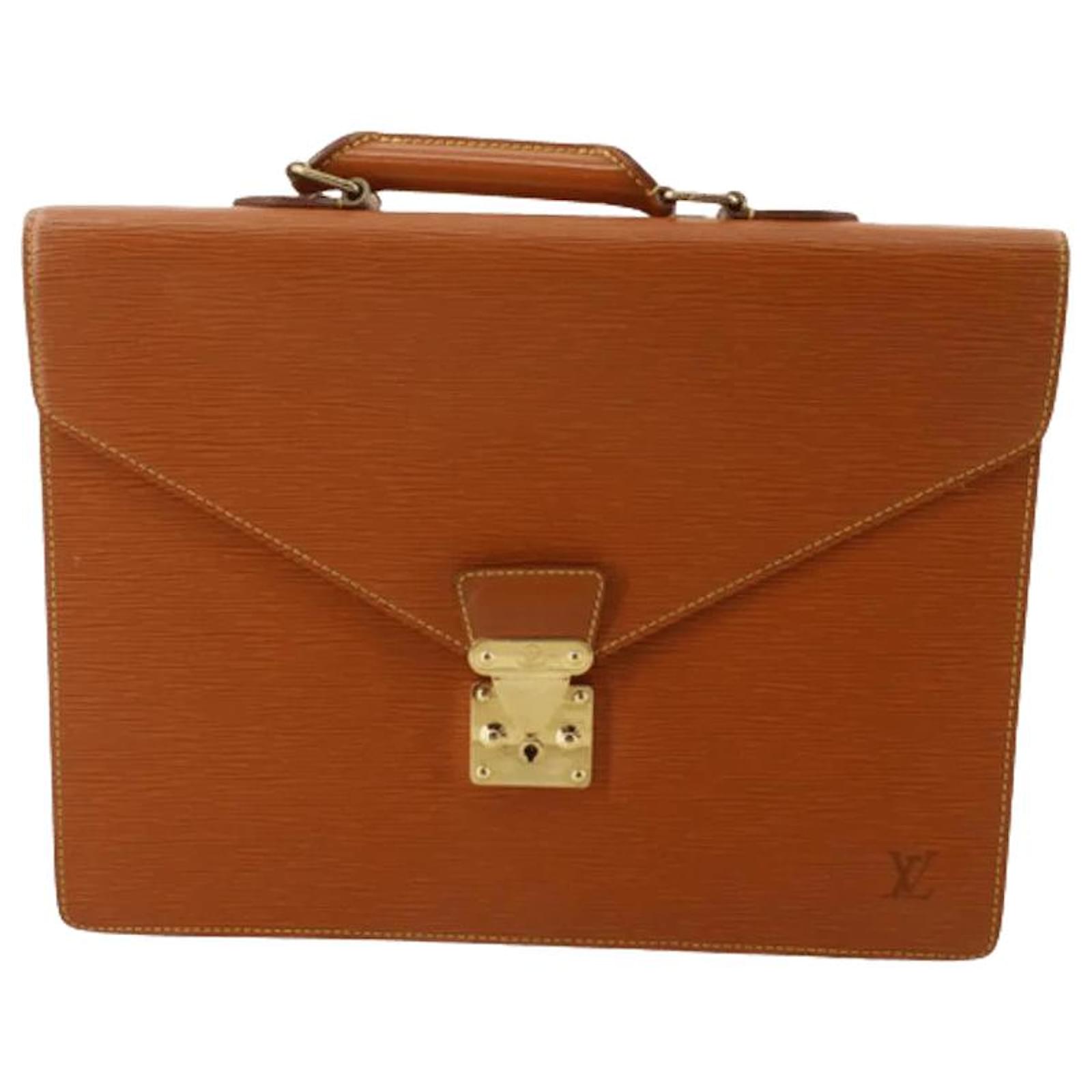 Brown Coated Canvas Louis Vuitton Briefcase Leather ref.668725 Joli Closet