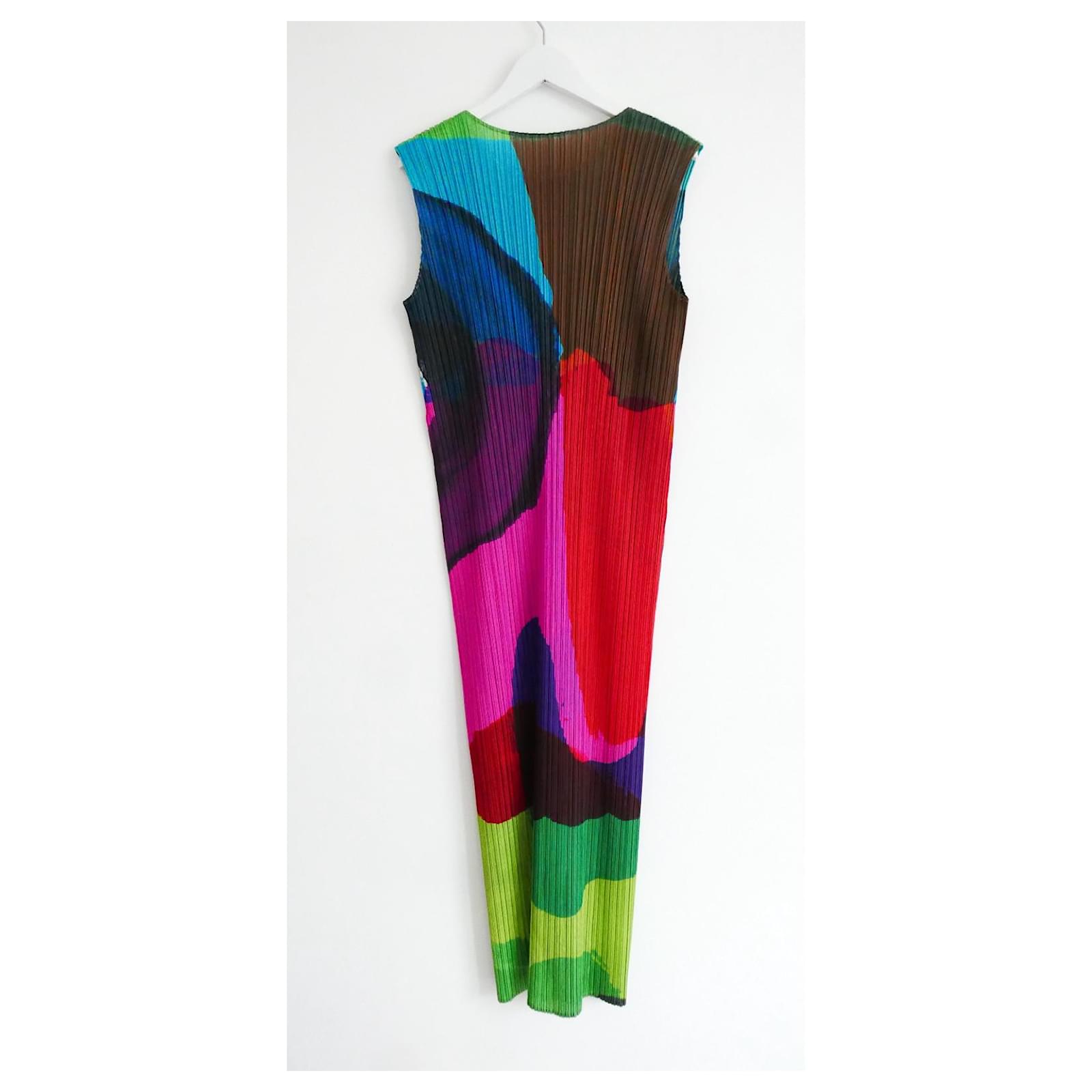 Issey Miyake Pleats Please Energetic Colors print dress