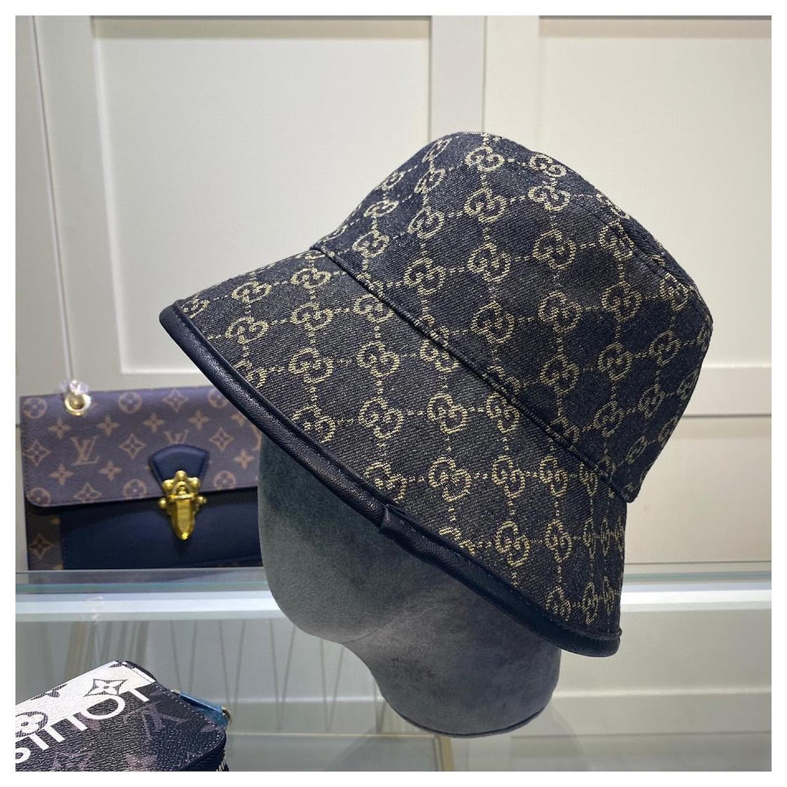 Gucci GG Bucket Hat, black Blue Cotton ref.669368 - Joli Closet