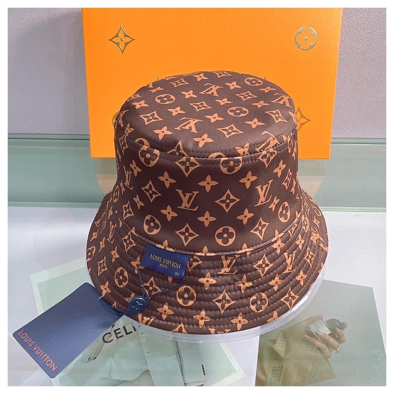 Louis Vuitton LV Monogram Bucket Hat Brown Golden Cotton Wool ref.669376 -  Joli Closet