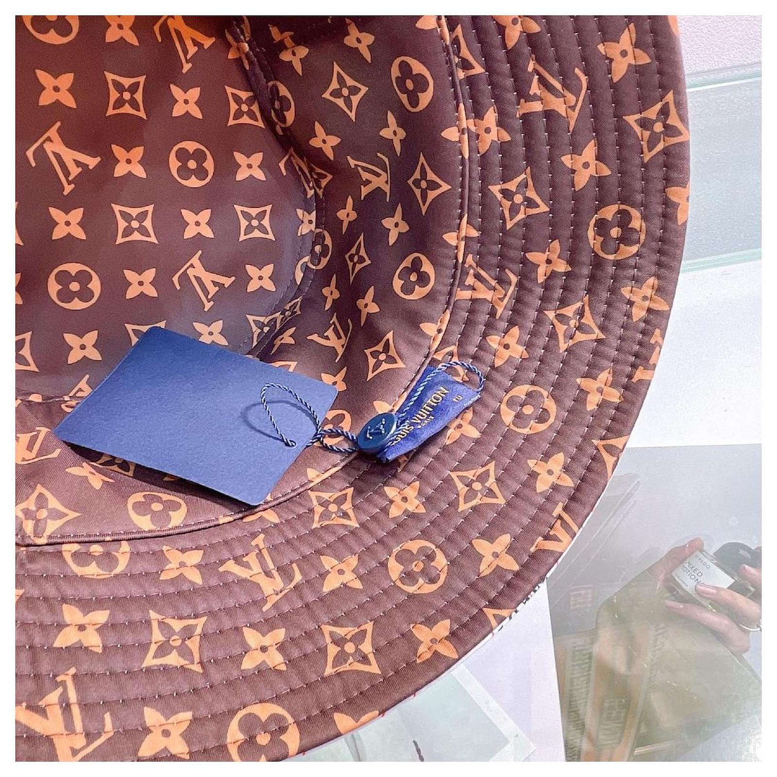 Louis Vuitton LV Monogram Bucket Hat Brown Golden Cotton Wool ref.669376 -  Joli Closet