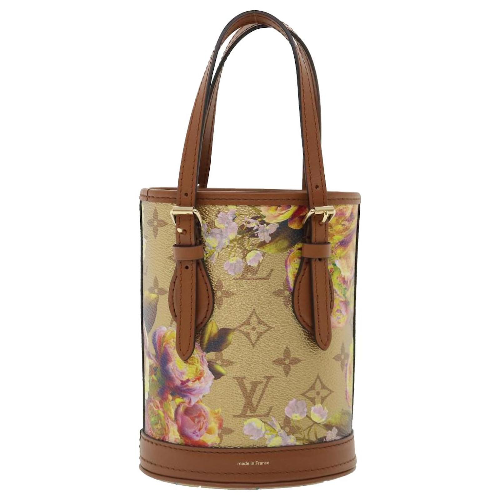 LOUIS VUITTON Nano Bucket Floral Monogram Canvas LV Garden Gold Handbag  M81724
