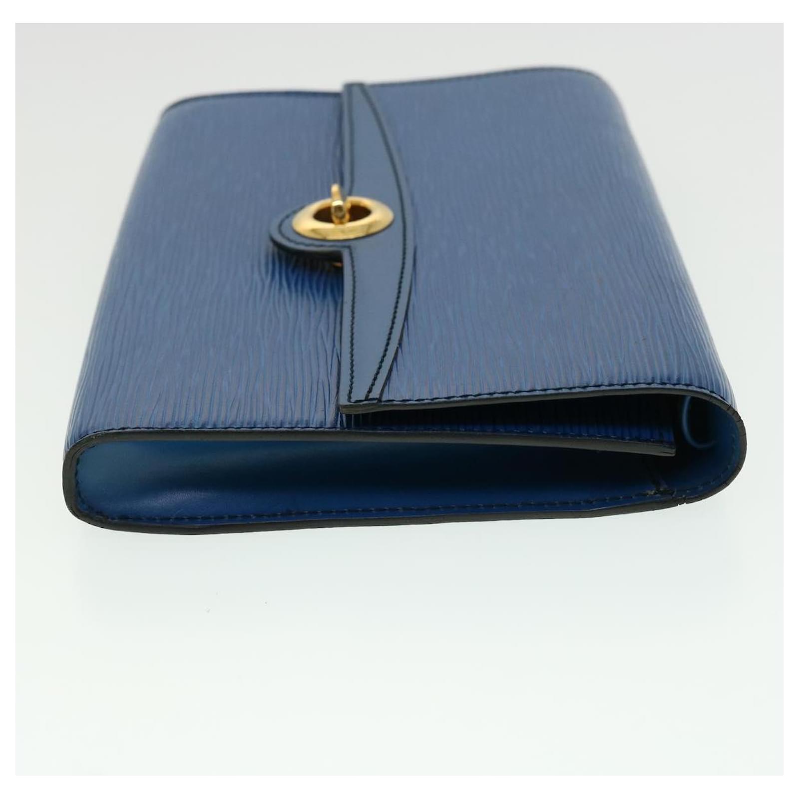 LOUIS VUITTON Blue Epi Leather Pochette Wristlet Clutch Shoulder Bag