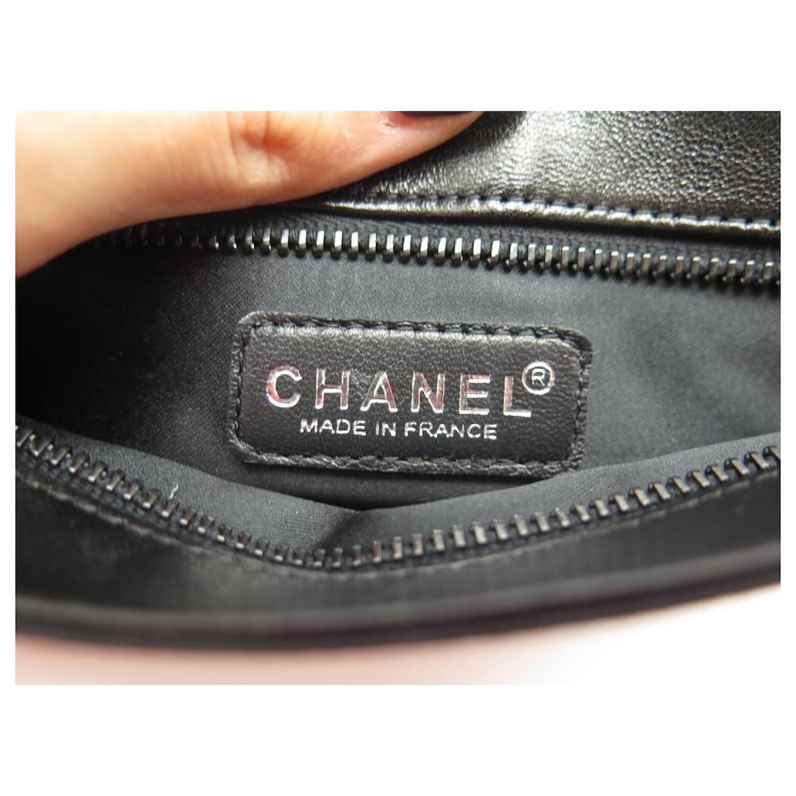 NEW CHANEL TRAVEL LINE LOGO CC POUCH CASE IN BLACK CANVAS CLUTCH BOX Cloth  ref.671063 - Joli Closet