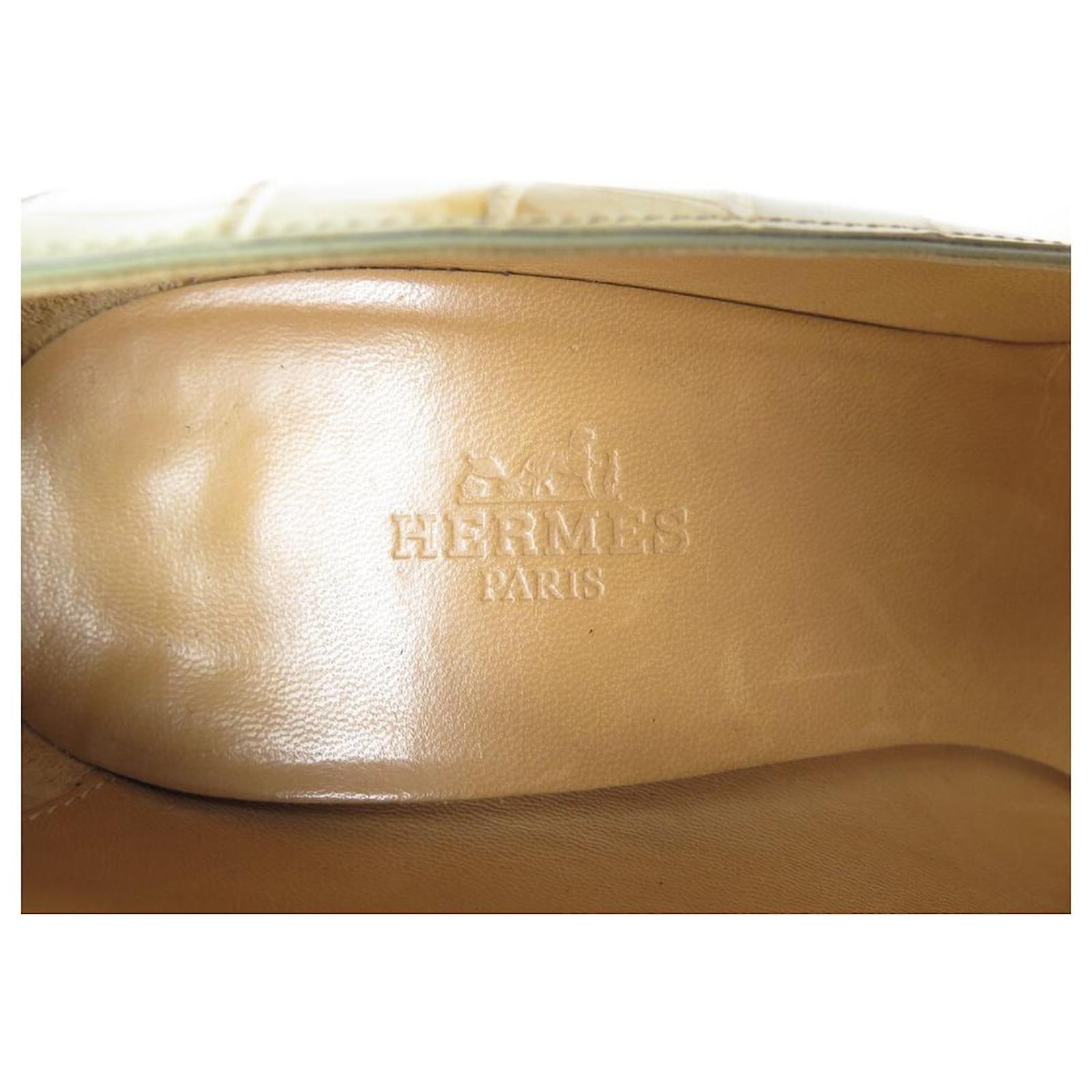 Hermès Hermes shoes 37.5 PUMPS IN GREEN CROCODILE LEATHER + BOX PUMP SHOES  Exotic leather ref.671123 - Joli Closet