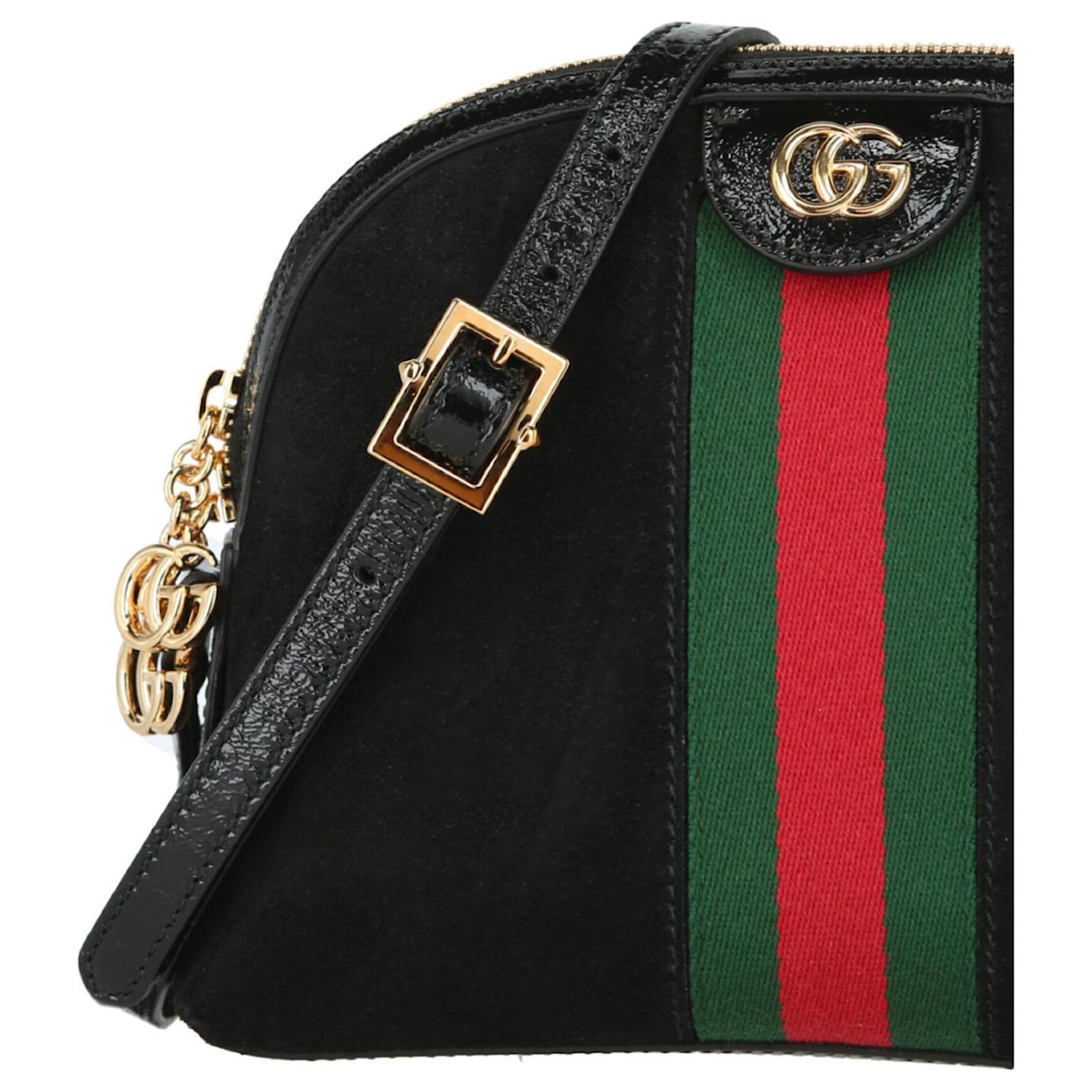 Gucci Ophidia GG Small Suede Shoulder Bag in Black