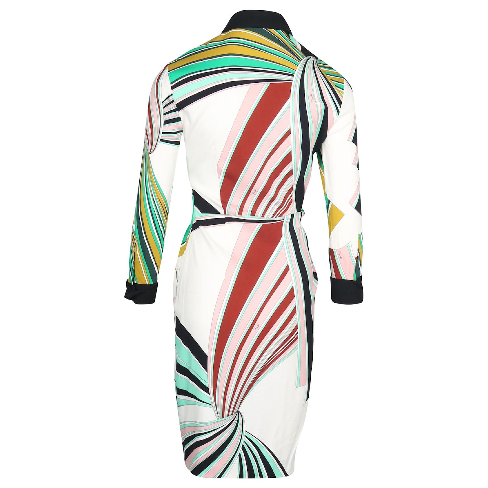 Emilio Pucci Abstract Pattern Belted Sheath Dress in Multicolor Viscose  Multiple colors Cellulose fibre ref.671771 - Joli Closet