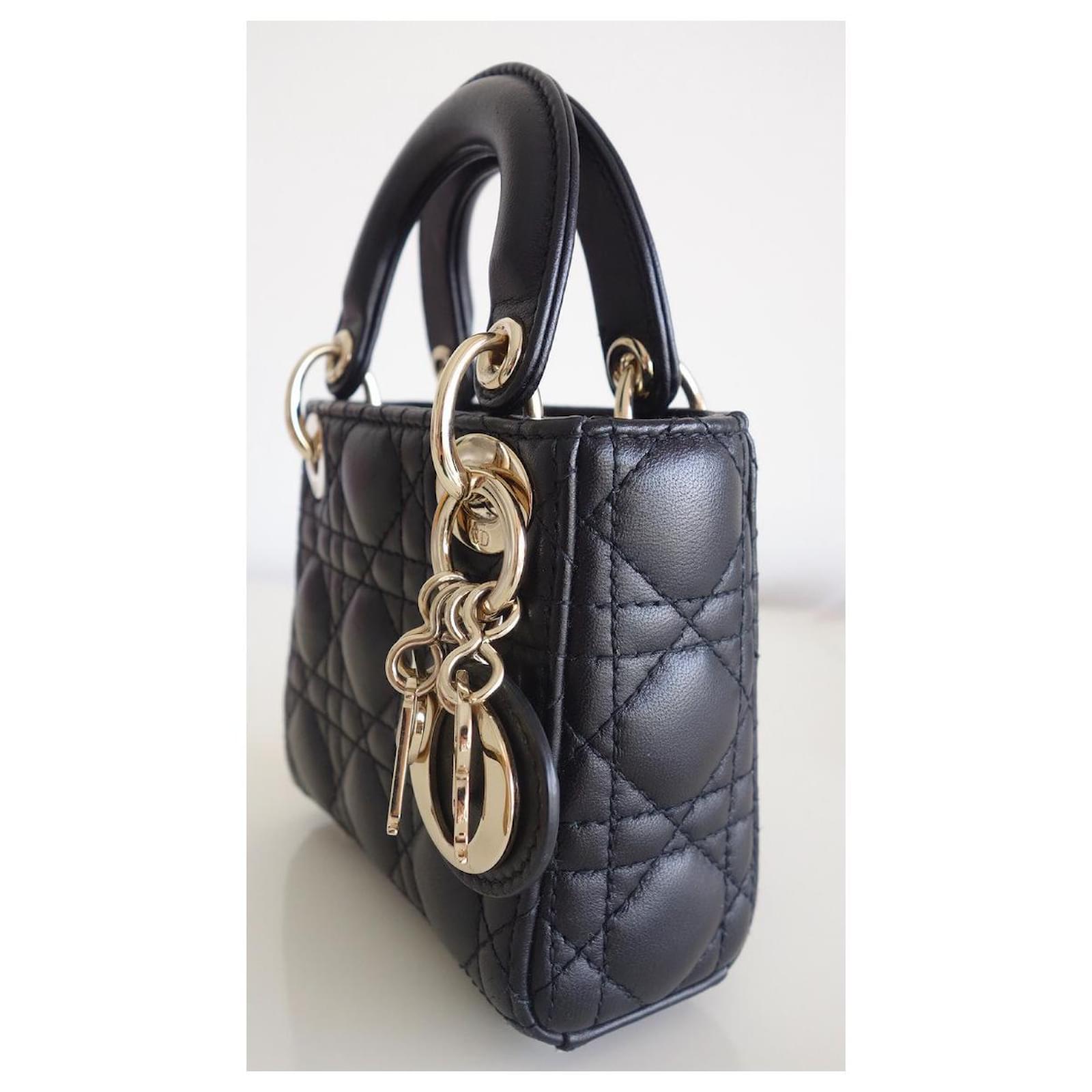 Lady Dior Micro Bag Black Leather ref.673406 - Joli Closet