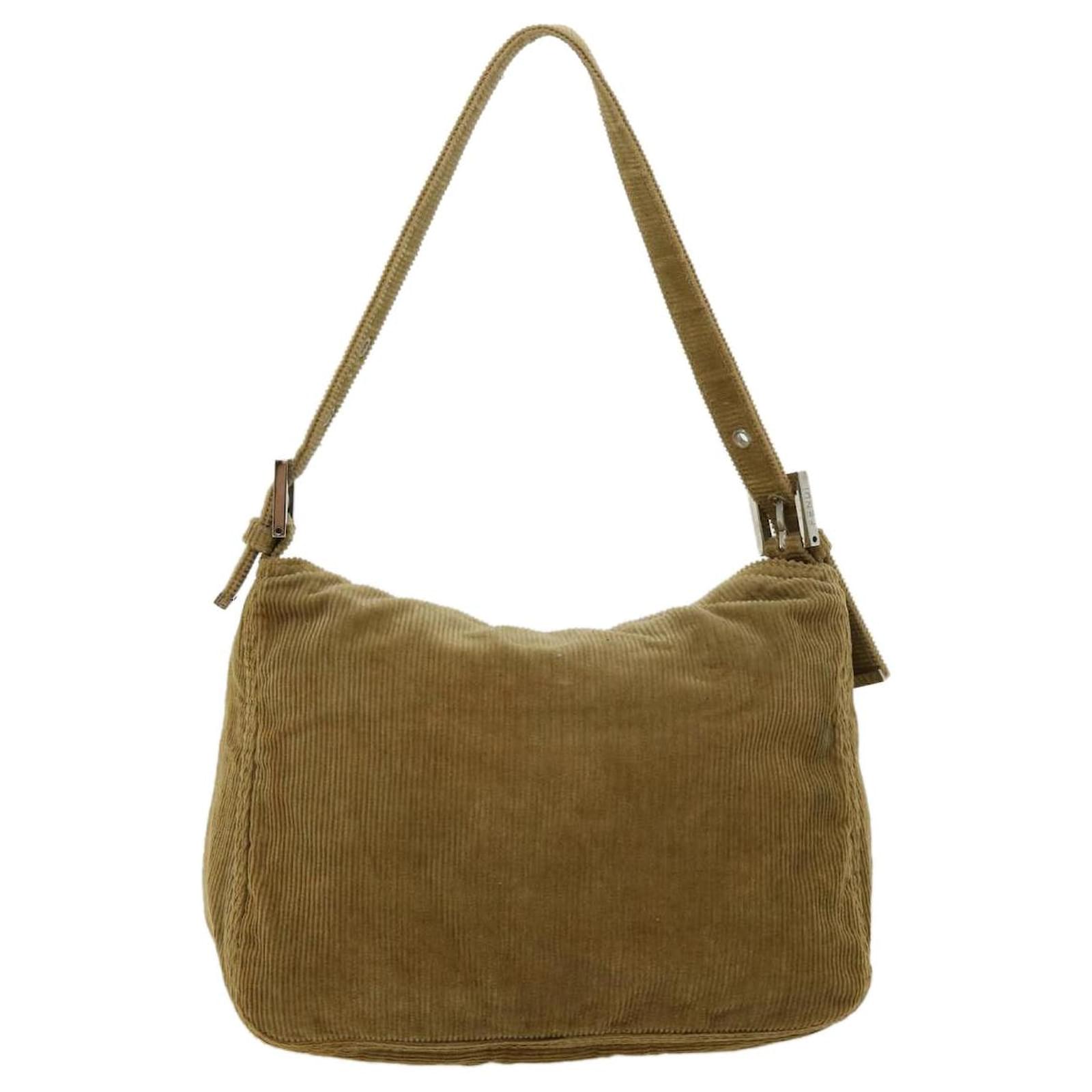 バッグ Fendi corduroy mamma baguette bag FENDI Mamma Baguette Bag Light Brown Corduroy Authentic