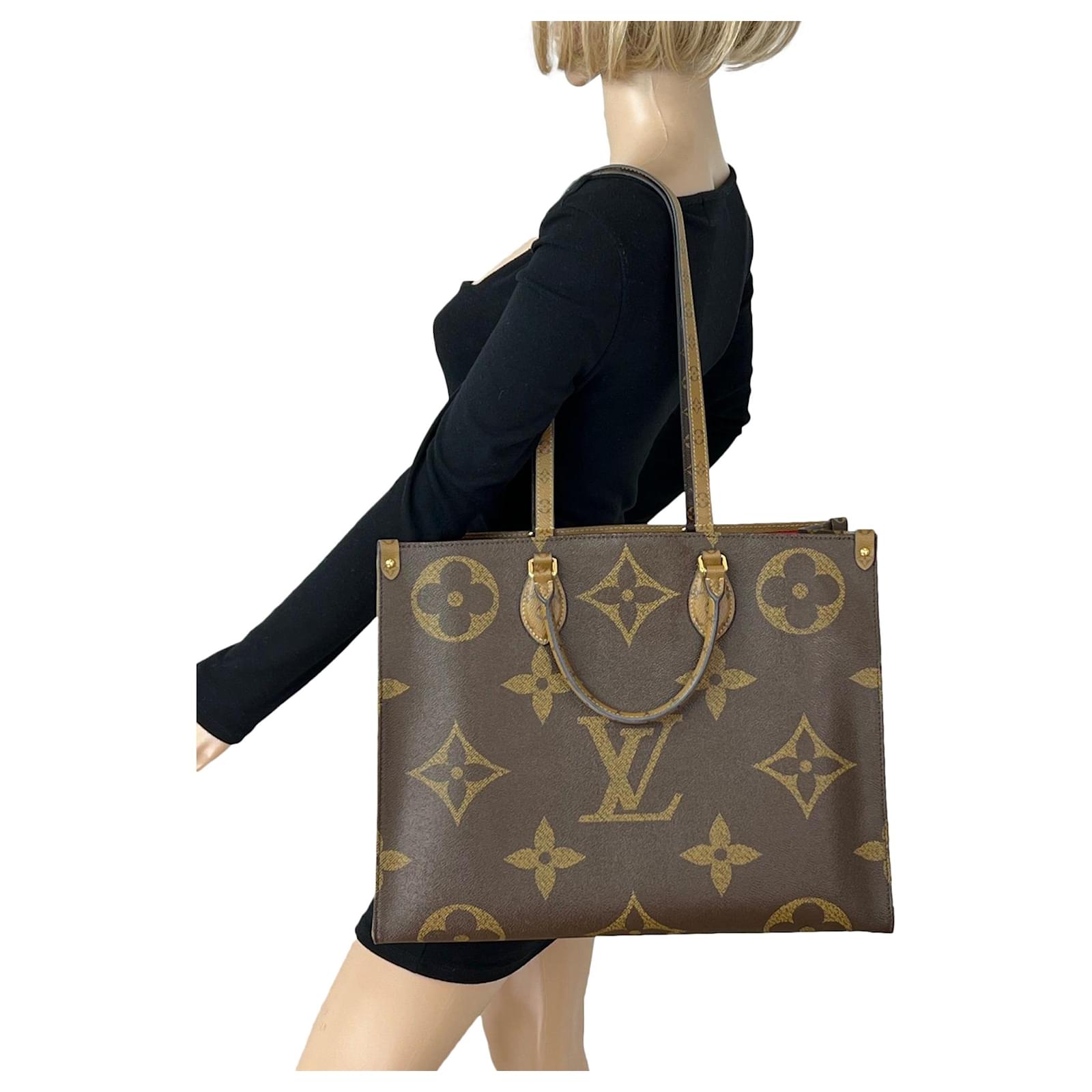 Louis Vuitton Tote OntheGo GM Bag Giant Reverse Monogram Tote Bag Added  Insert M45320 Preowned Brown Leather ref.673904 - Joli Closet