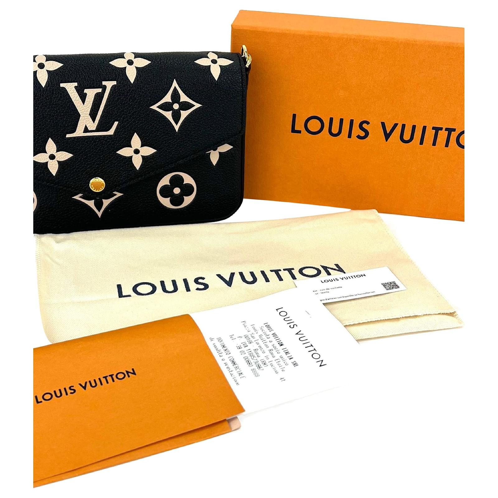 LOUIS VUITTON Crossbody Felicie Pochette Empreinte Giant Monogram Beige  Black Clutch Bag New M80482 Leather ref.673916 - Joli Closet