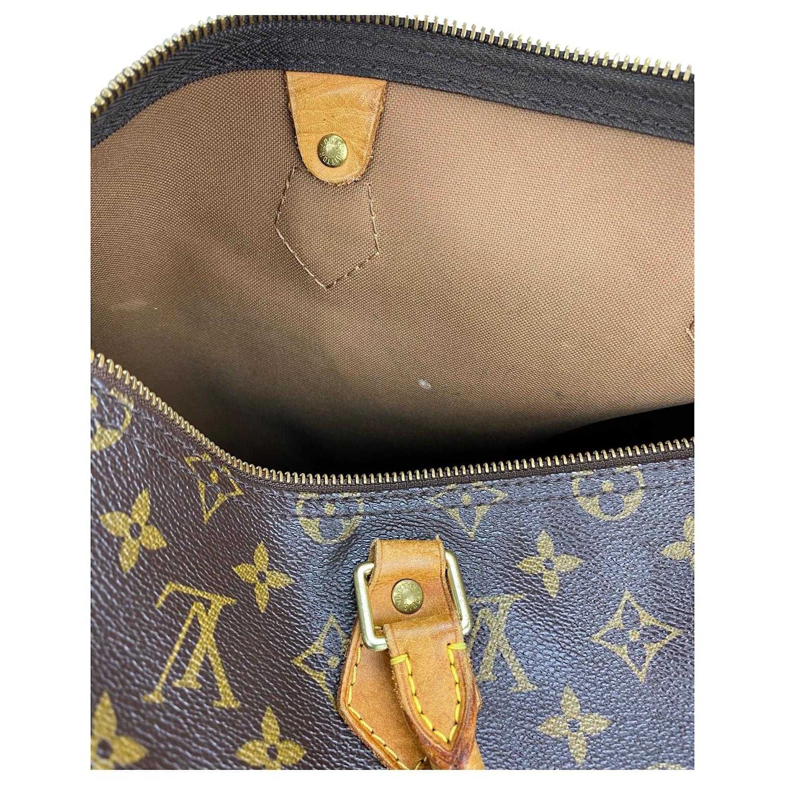 Louis Vuitton Monogram Canvas Speedy 35 Shoulder Bag Added Insert & Chain M41107 Preowned