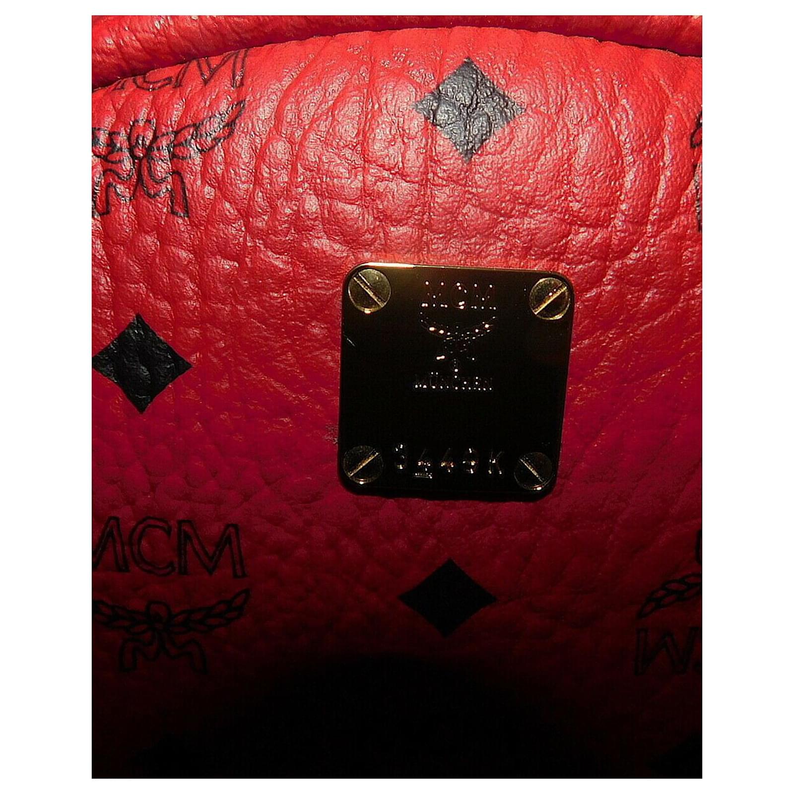 MCM, Bags, Authentic Medium Red Mcm Backpack