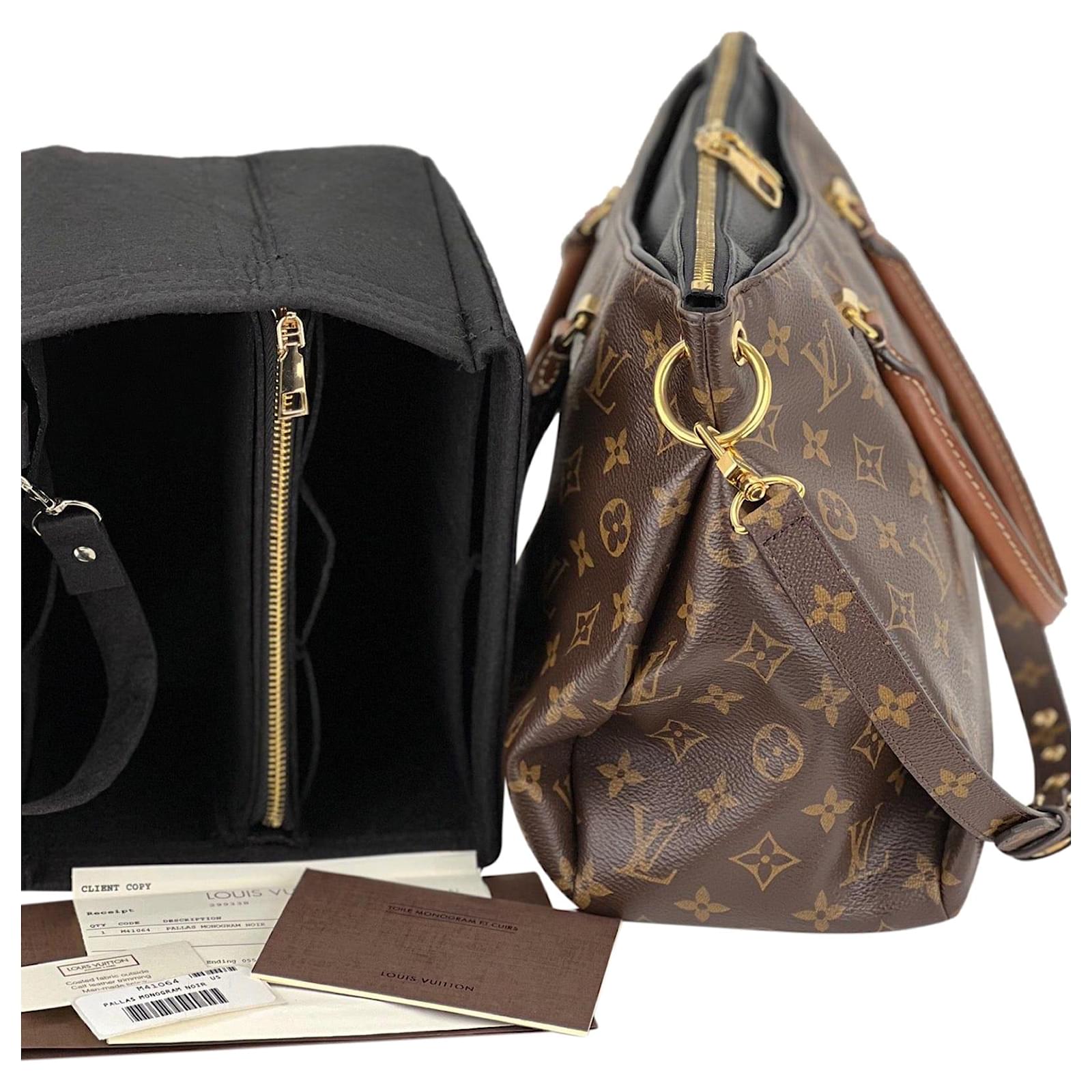 Louis Vuitton PALLAS Monogram canvas calf leather M41064 Black Handbag  Added Insert Pre owned ref.673978 - Joli Closet