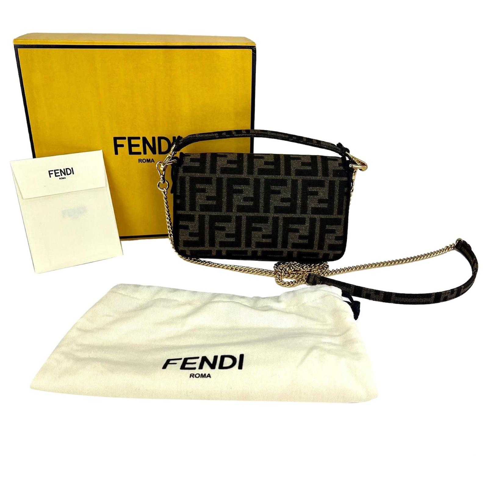 Fendi Baguette Fabric Jacquard Ff 1974 Logo Mini Brown Tabacco ...