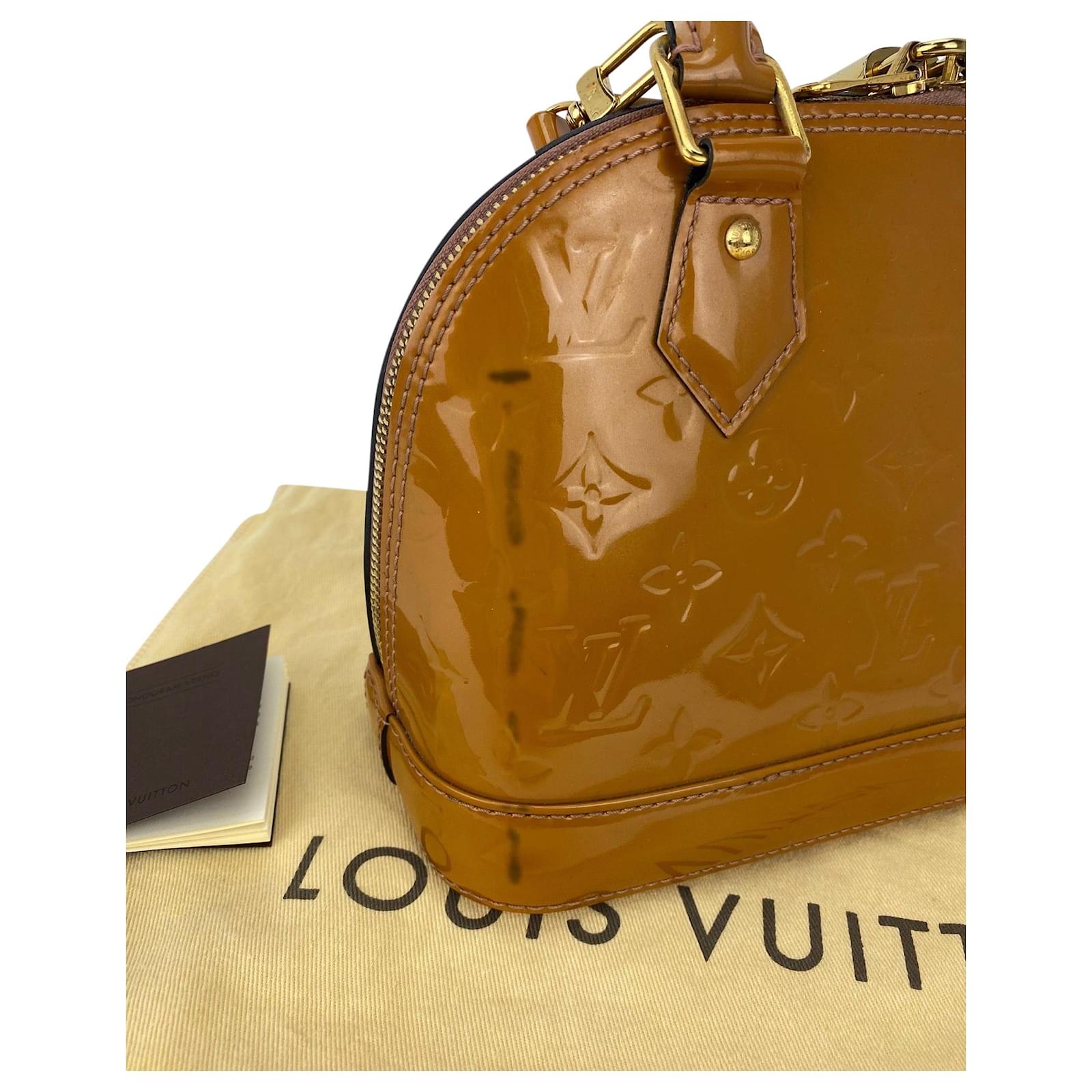 LOUIS VUITTON Monogram Vernis Alma BB Rose Velours M91585 Hand Shoulde –  Debsluxurycloset