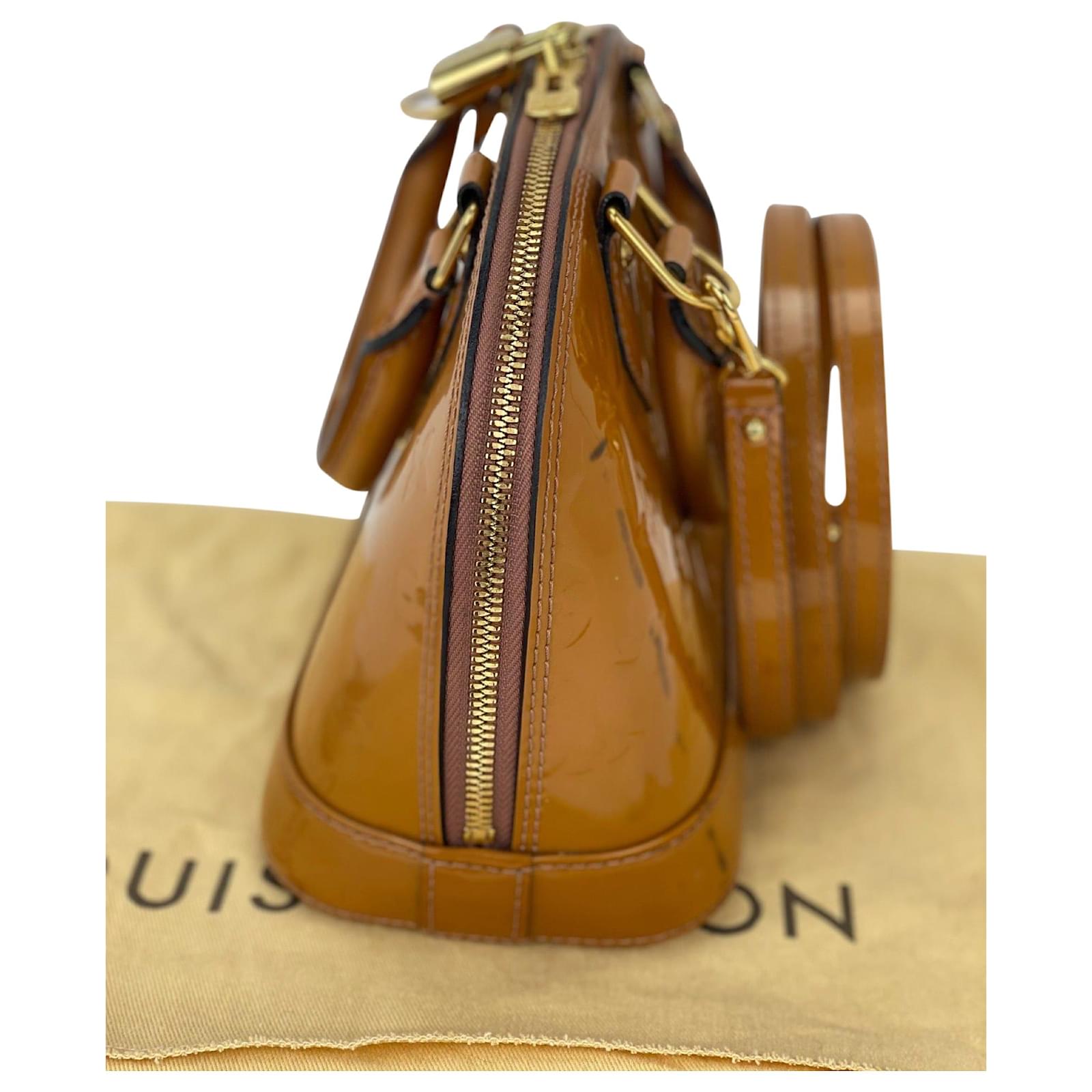 Pre-Owned Louis Vuitton LOUIS VUITTON Alma BB Monogram Verni Handbag Yellow  Ladies (Good) 