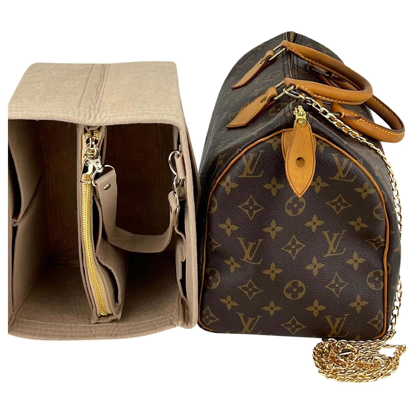 Louis Vuitton Monogram Speedy 30 Hand Shoulder Crossbody Bag Added Chain &  Insert M41108 Preowned Brown Cloth ref.674084 - Joli Closet