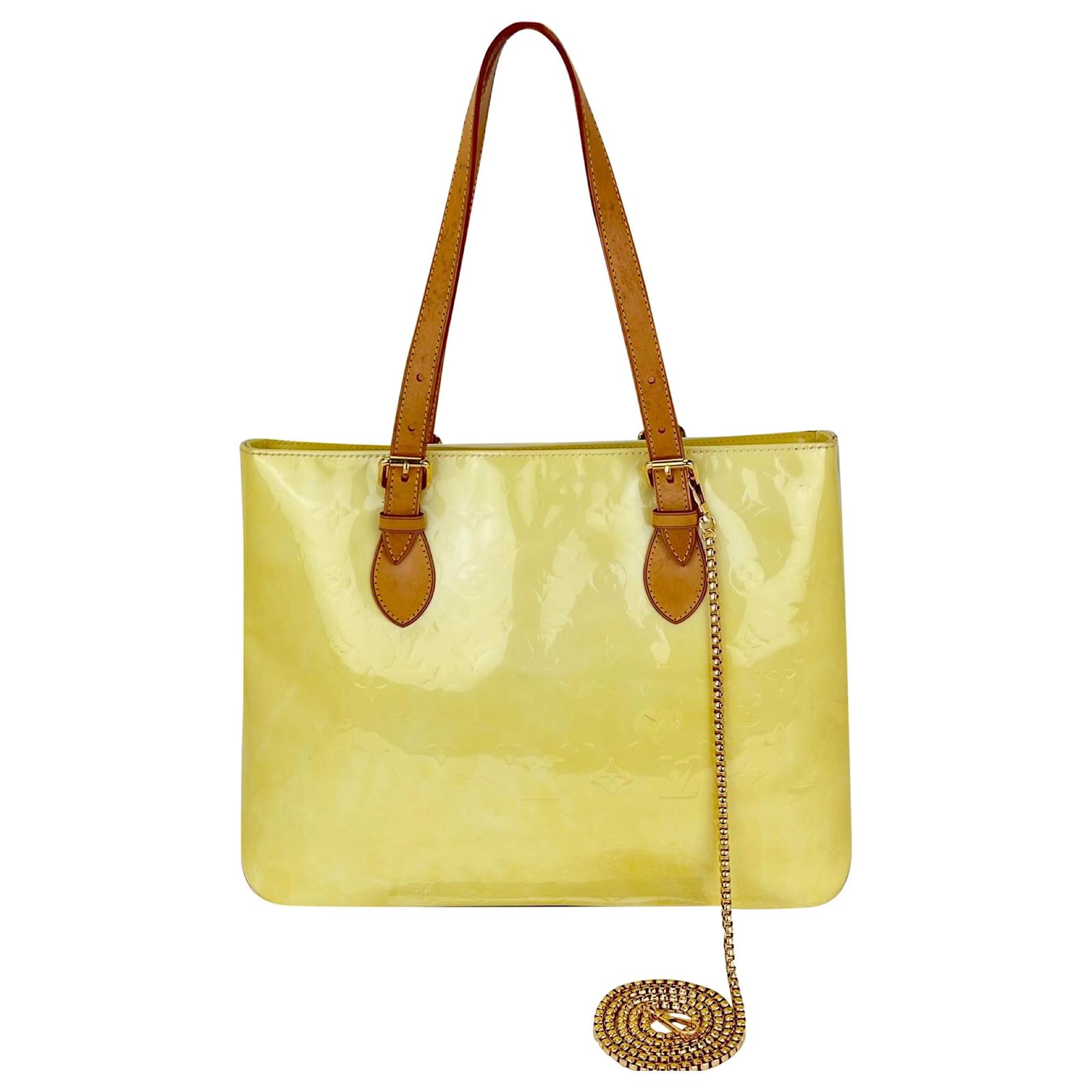 Anne klein pocket tote, Pre-Owned Louis Vuitton Brentwood Yellow Monogram  Vernis Patent Leather Tote bag