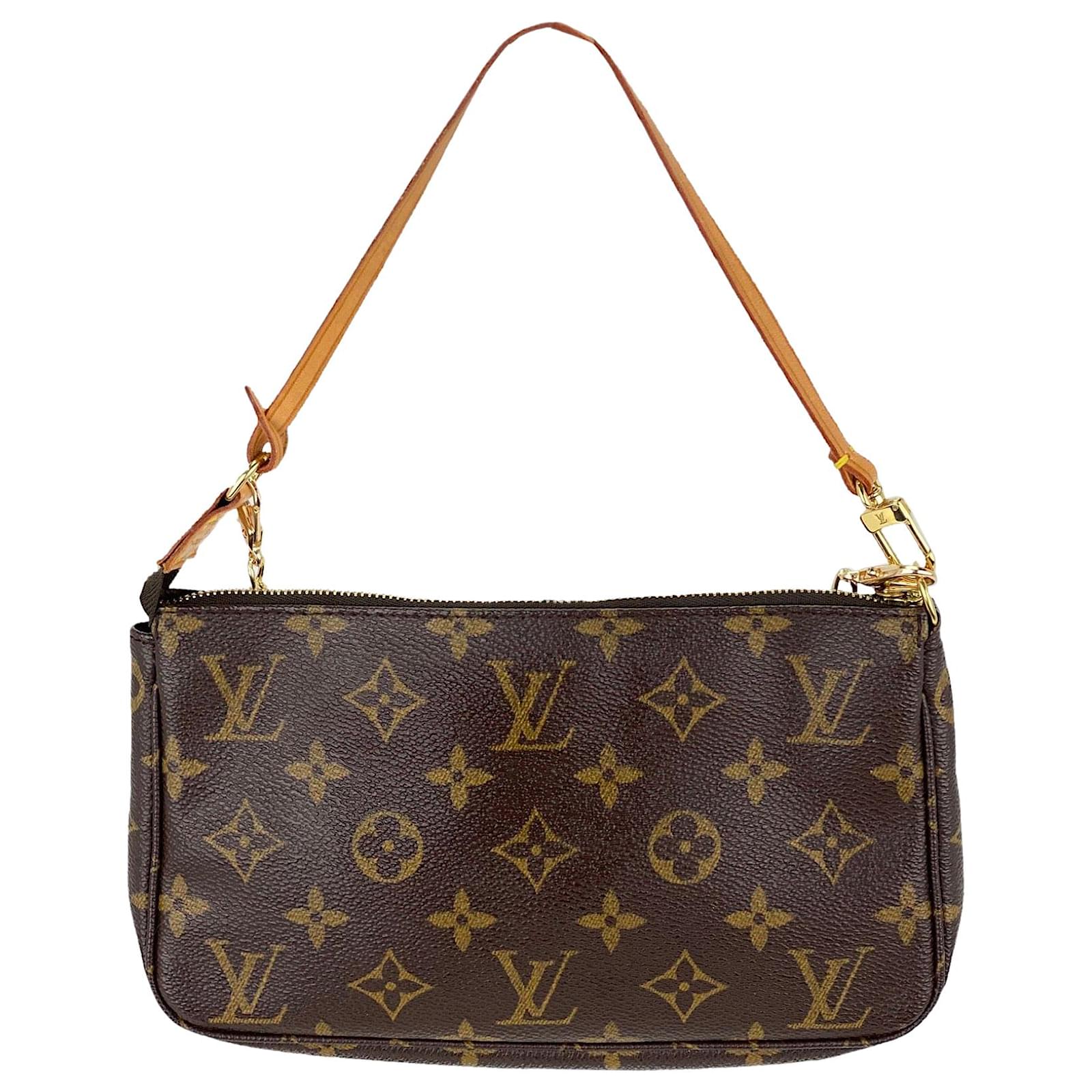 Louis Vuitton Pochette Accessoires Monogram Added Chain Crossbody Hand Bag