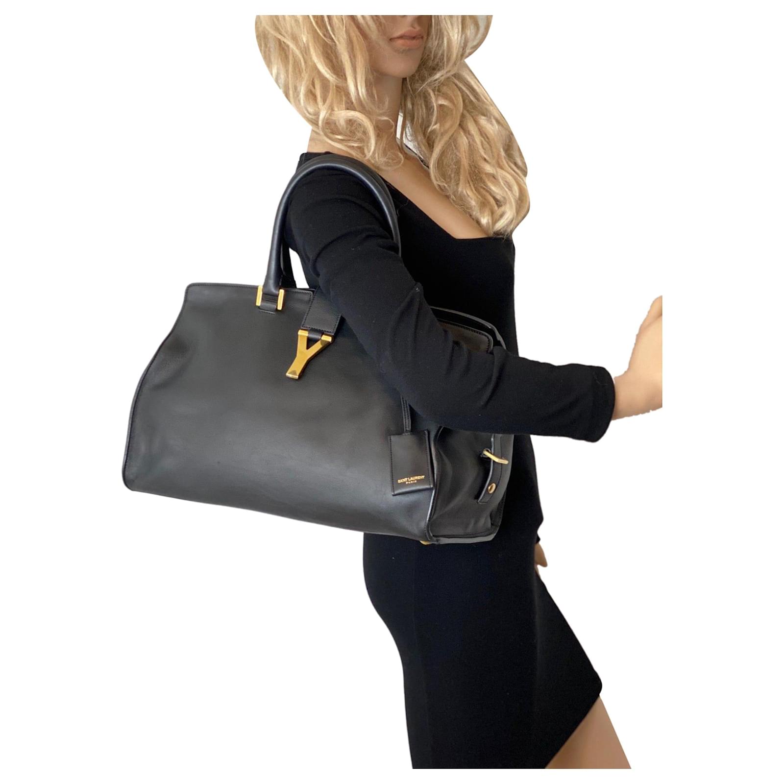 Preloved Saint Laurent Cabas Black Leather 2 Way Medium Bag 311222520981 100423