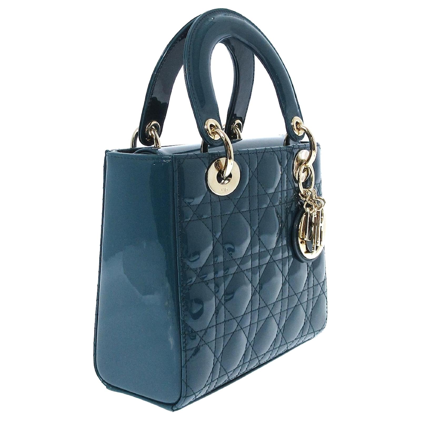 Christian Dior Patent Cannage Small Lady Dior Cloud Blue