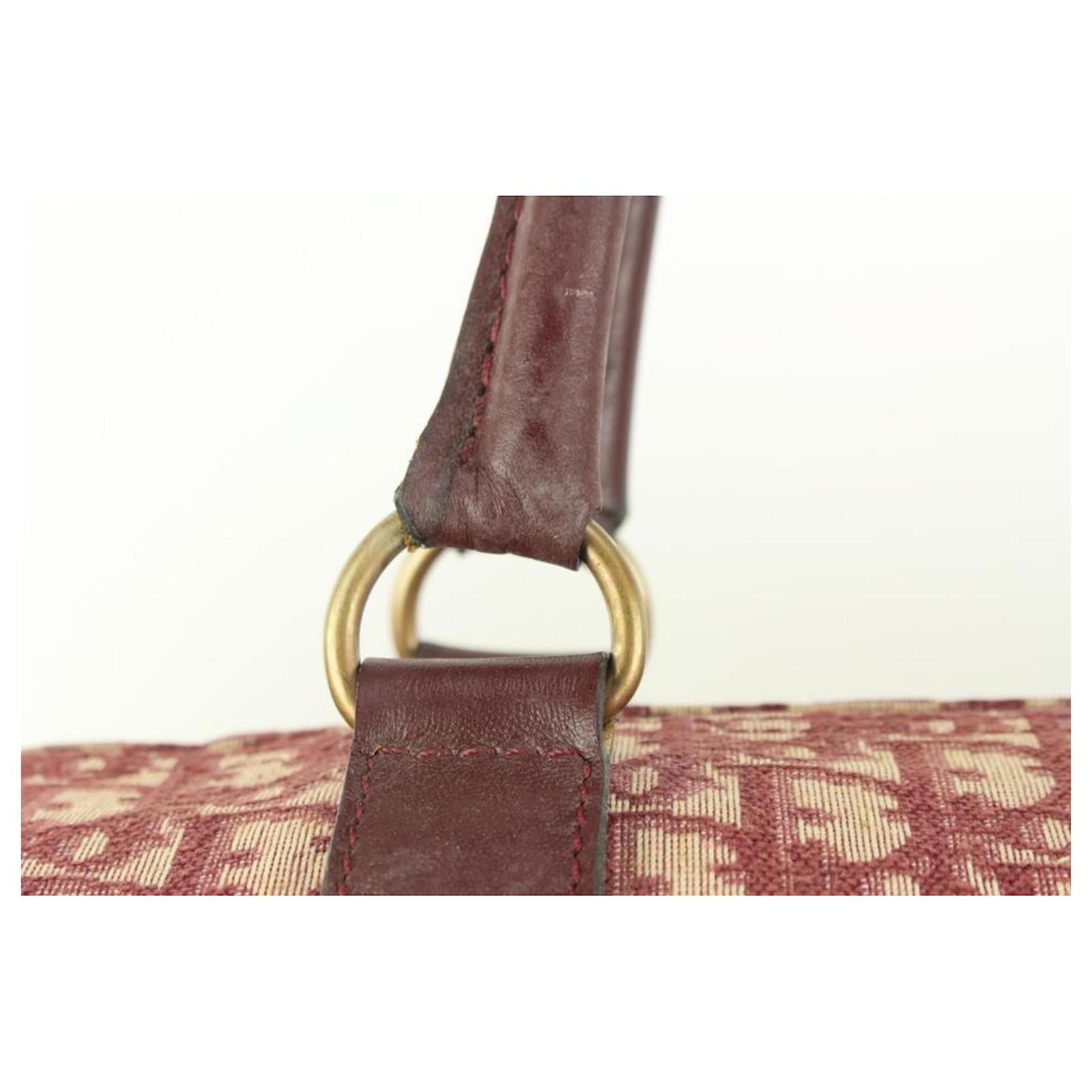 Dior Burgundy Dark Red Monogram Trotter Boston Duffle Bag Leather  ref.674614 - Joli Closet