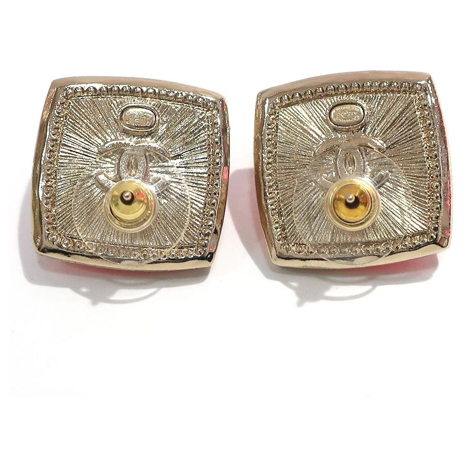Boucles D'Oreilles Vintage - Métal Doré Et Perle - Style Années 90 - Fermoir Clip - Occasion