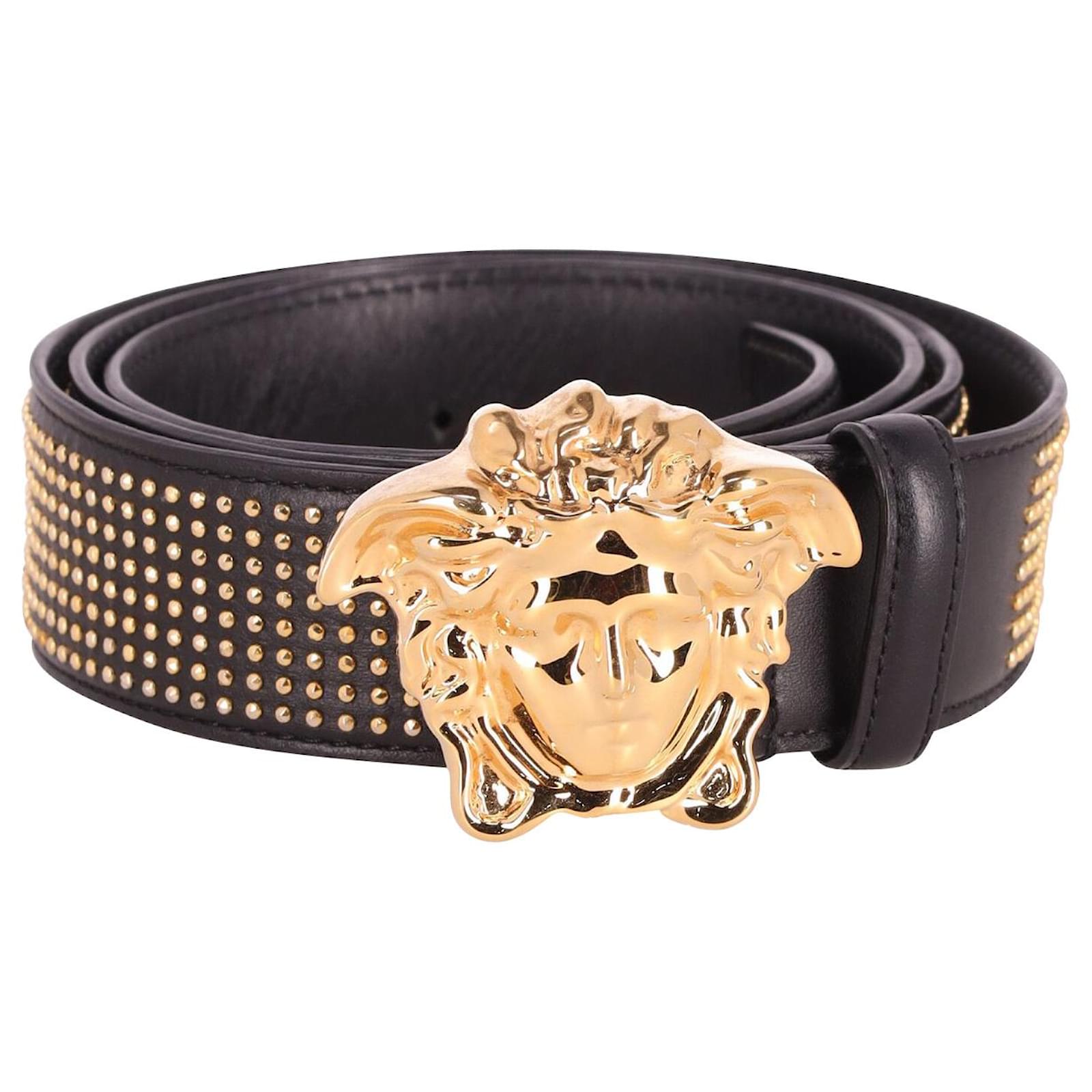 Ceinture Cloutée Élastique – Simili Cuir Noir, Boucle Argentée, Taille Unique